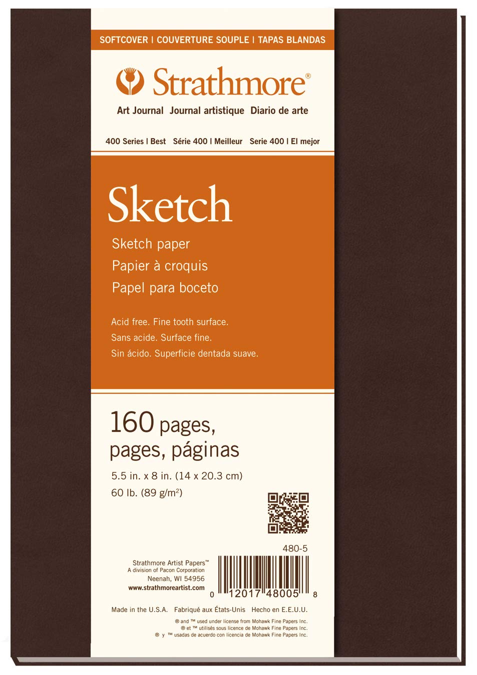 Strathmore 480-5 Softcover Art Journal, 55 X 8, White, 80 Sheets