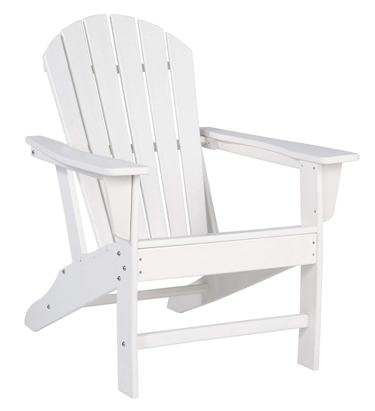 Benjara Bm209700 Contemporary Plastic Adirondack Chair With Slatted Back, White
