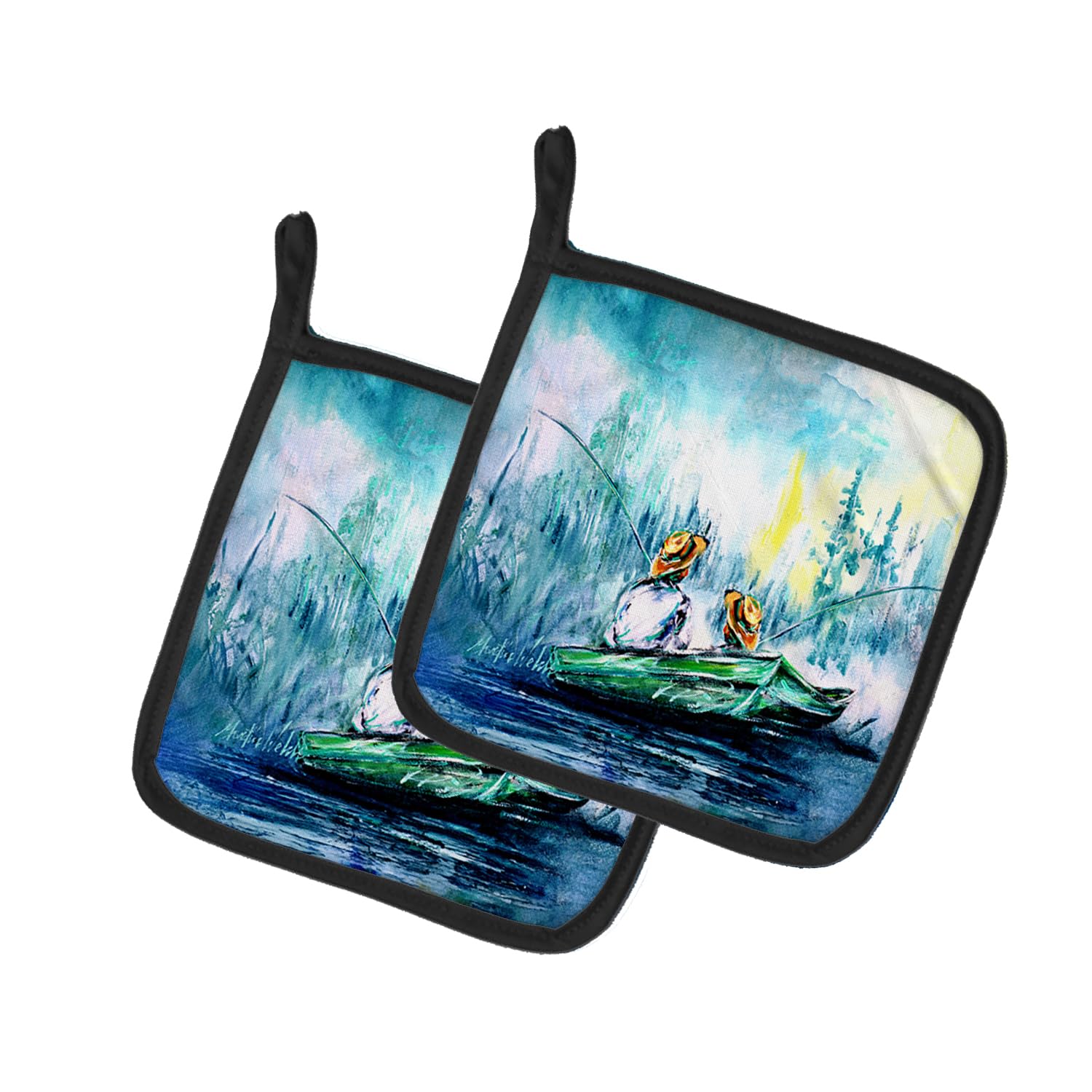 Fishing On The Bayou Pair of Pot Holders