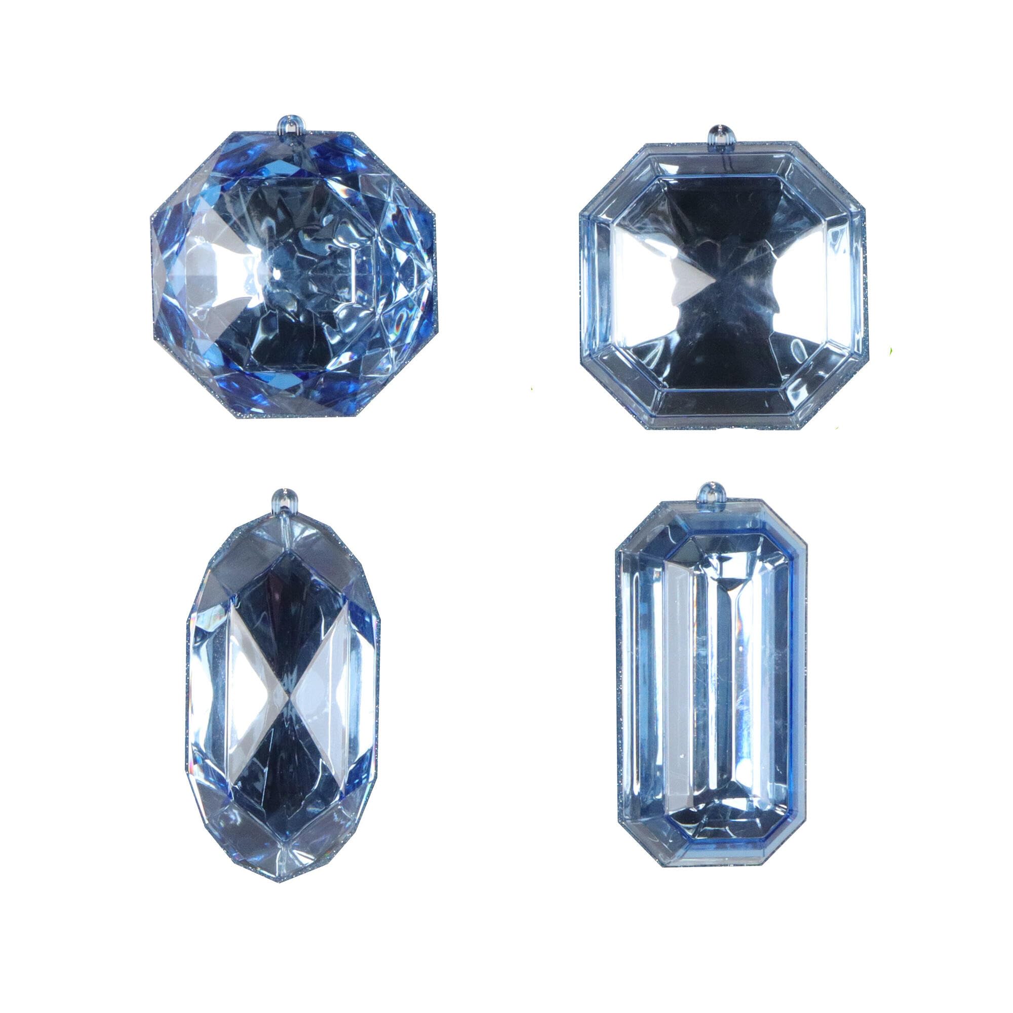 Casafoyer 4-5” Baby Blue Jewel Glitter Asst 4/Bag - (Pack Of 2)