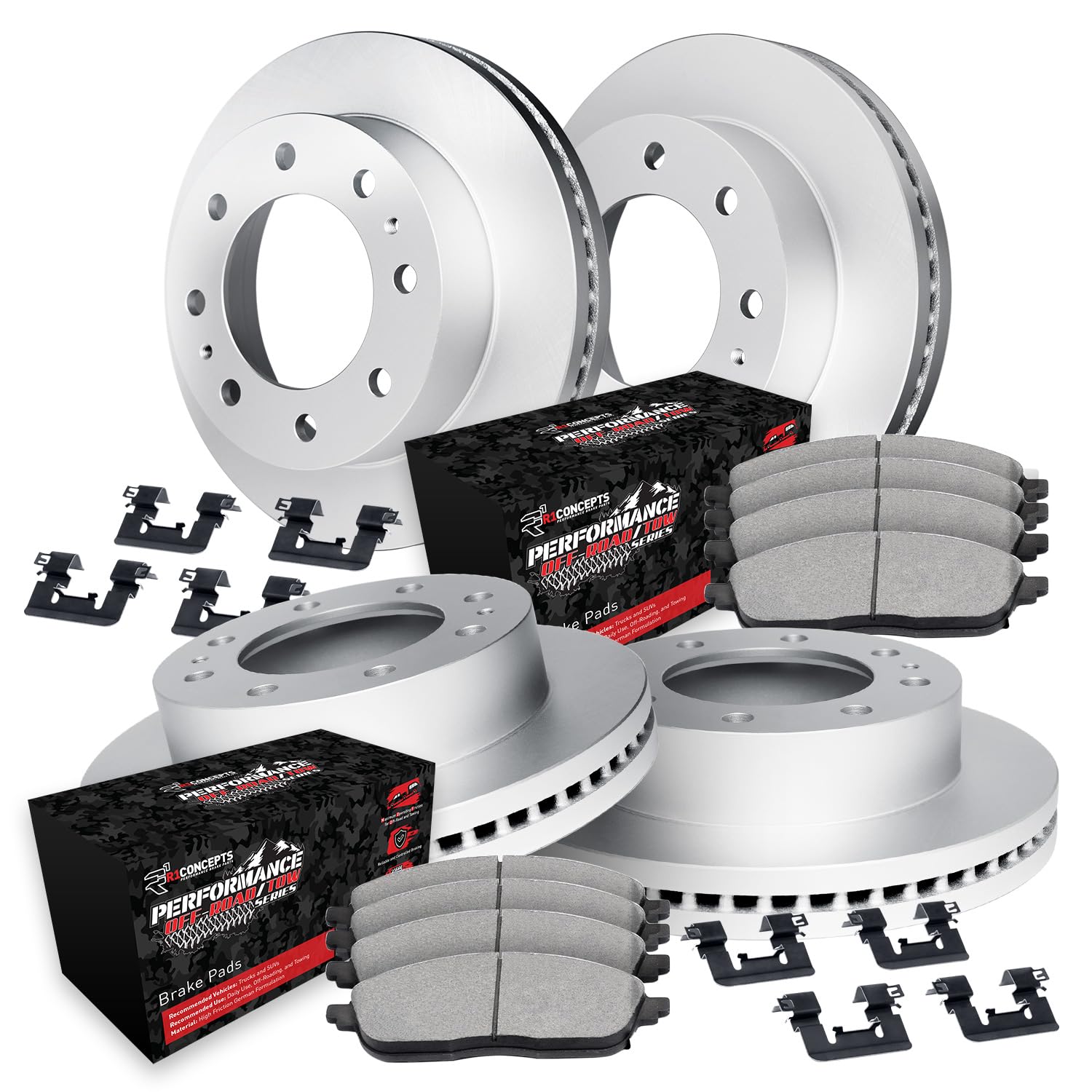 R1 Concepts Carbon Coated Disc Brake Rotor Set with Off-Road/Tow Brake Pads and Hardware WDVH2-54006