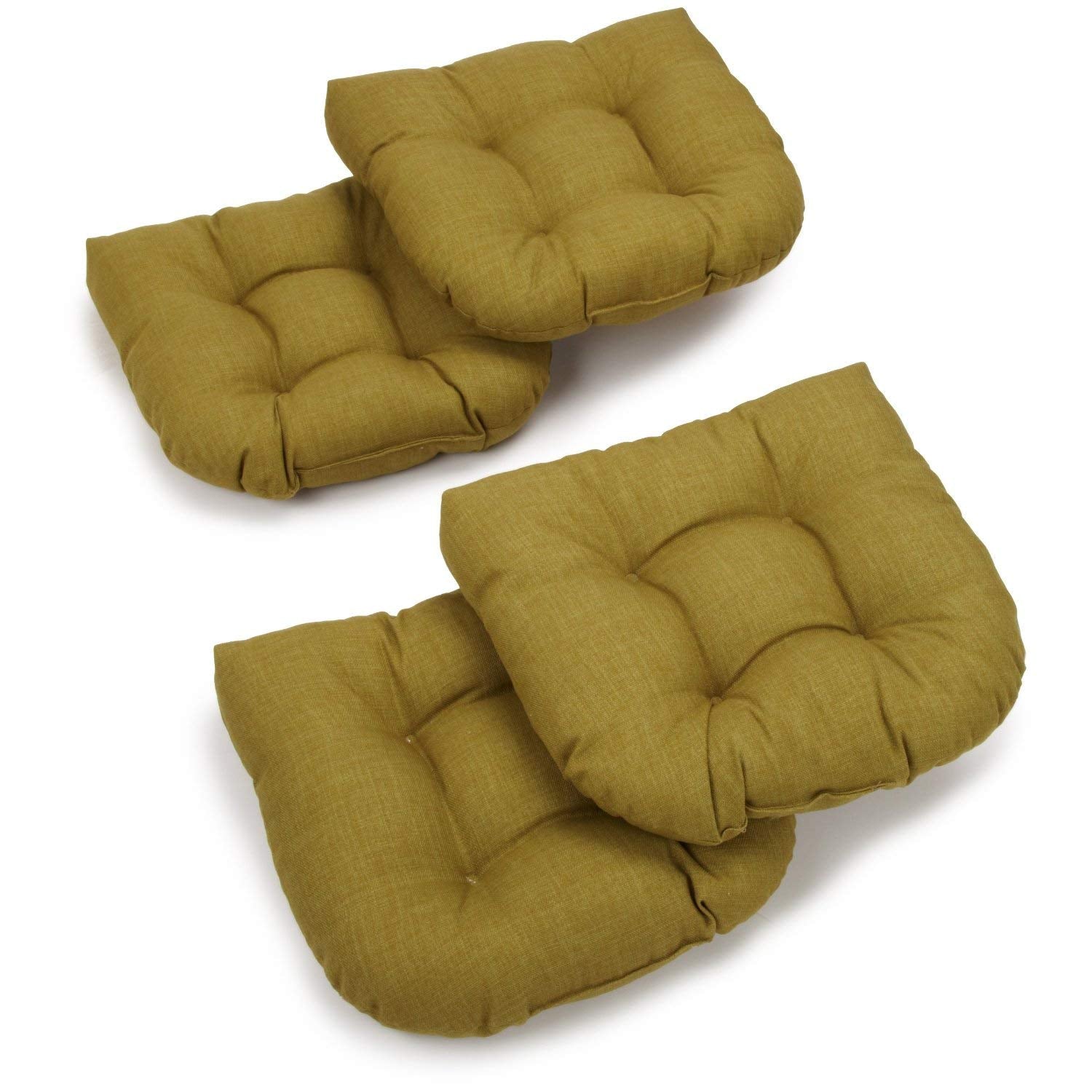 19-inch U-Shaped Spun Polyester Outdoor Tufted Dining Chair Cushions (Set of 4) - Avocado