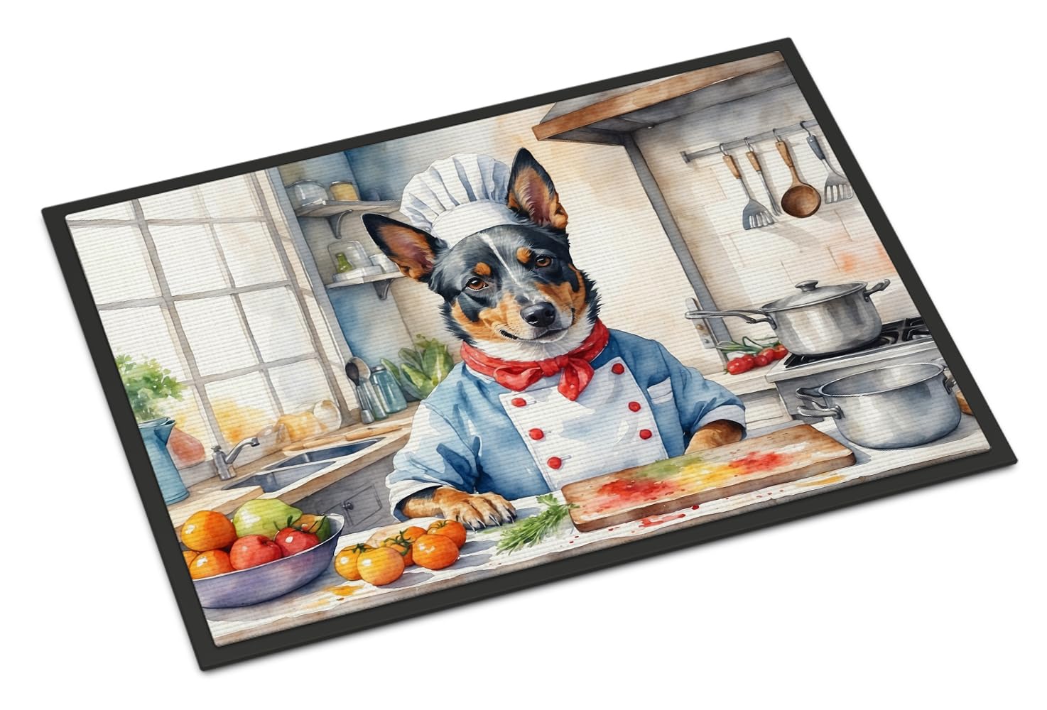 Carolines Treasures DAC6192MAT Australian Cattle Dog The Chef Doormat Front Door Mat Indoor Outdoor Rugs for Entryway, Non Slip Washable Low Pile, 18H X 27W