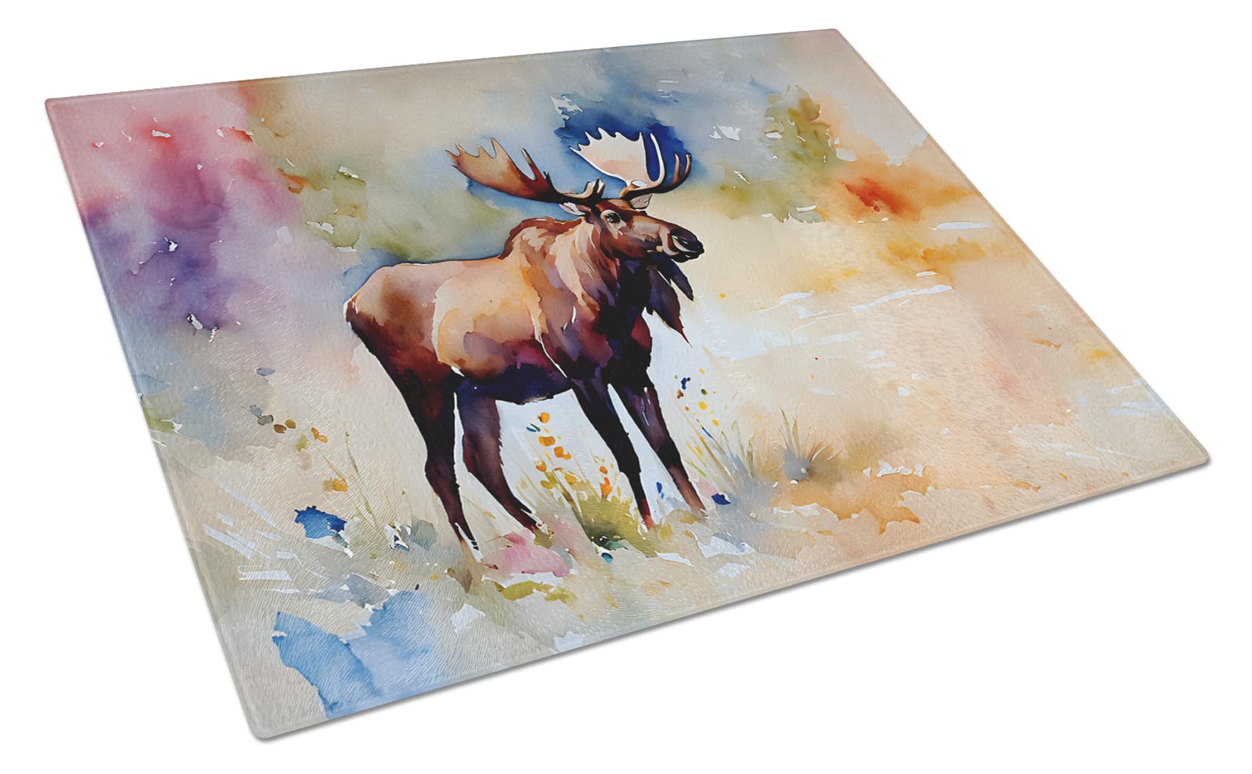 Carolines Treasures DAC2967LCB Moose Glass Cutting Board Large Decorative Tempered Glass Kitchen Cutting and Serving Board Large Size Chopping Board