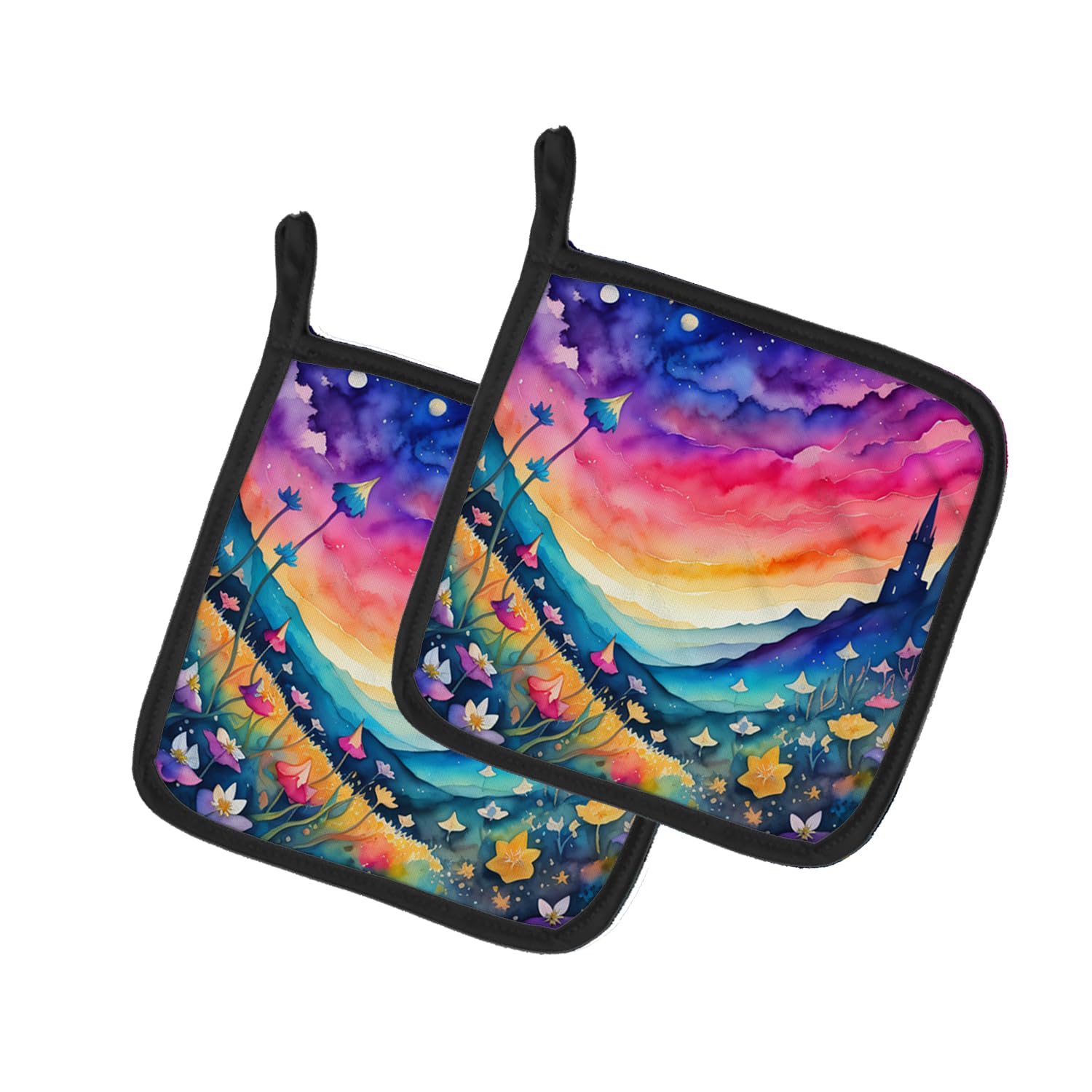 Colorful Campanula Pair of Pot Holders