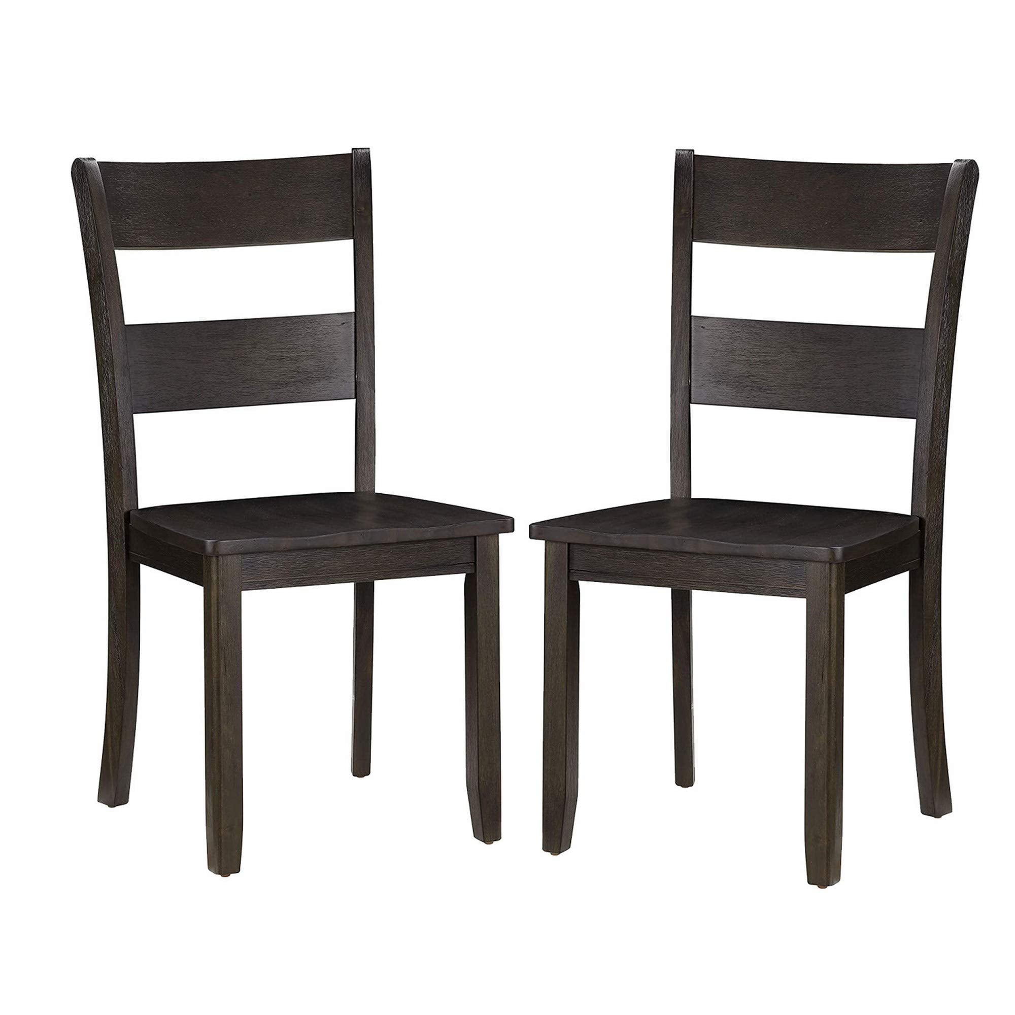 Benjara Transitional Wooden Side Chair With Ladder Backrest, Set Of 2, Brown