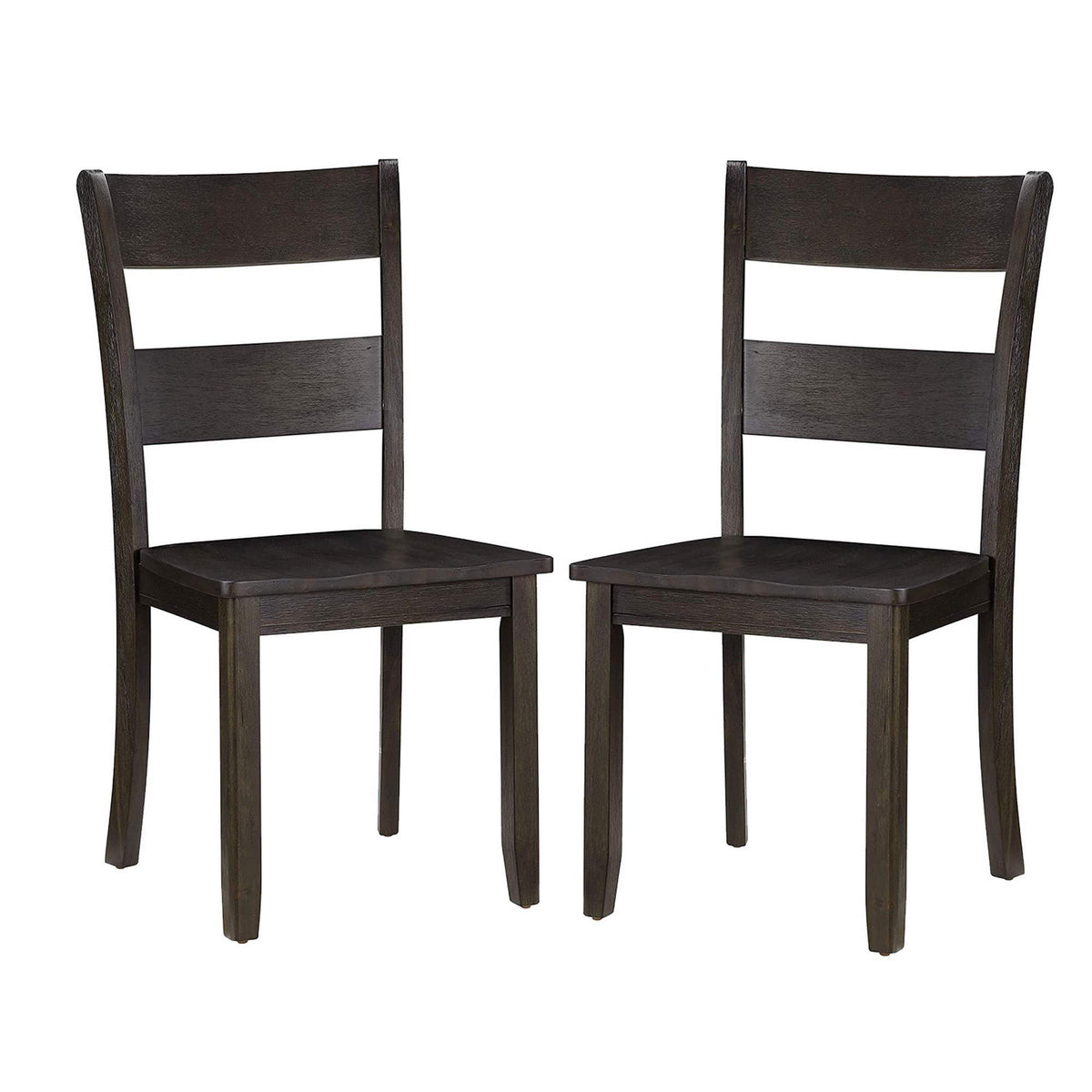Benjara Transitional Wooden Side Chair With Ladder Backrest, Set Of 2, Brown