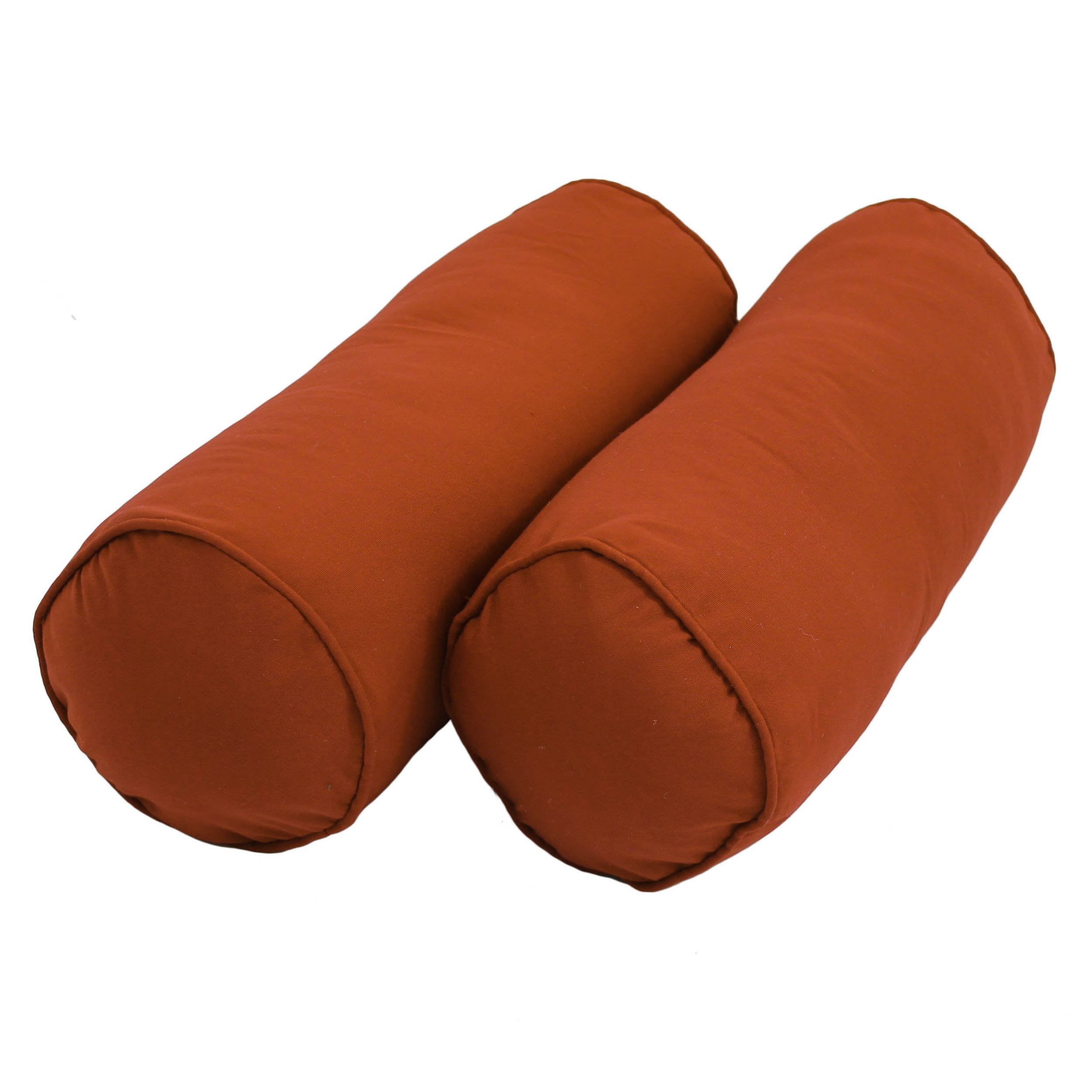 20-inch by 8-inch Double-corded Solid Twill Bolster Pillows with Inserts (Set of 2) - Spice
