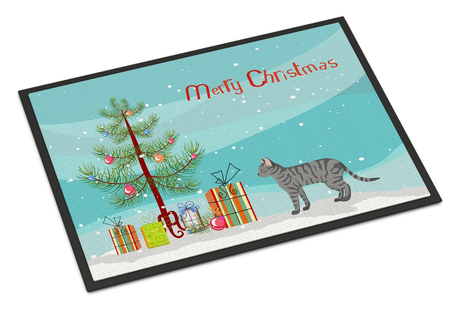 Carolines Treasures CK4609JMAT Dragon Li #3 Cat Merry Christmas Doormat 24x36 Front Door Mat Indoor Outdoor Rugs for Entryway, Non Slip Washable Low Pile, 24H X 36W