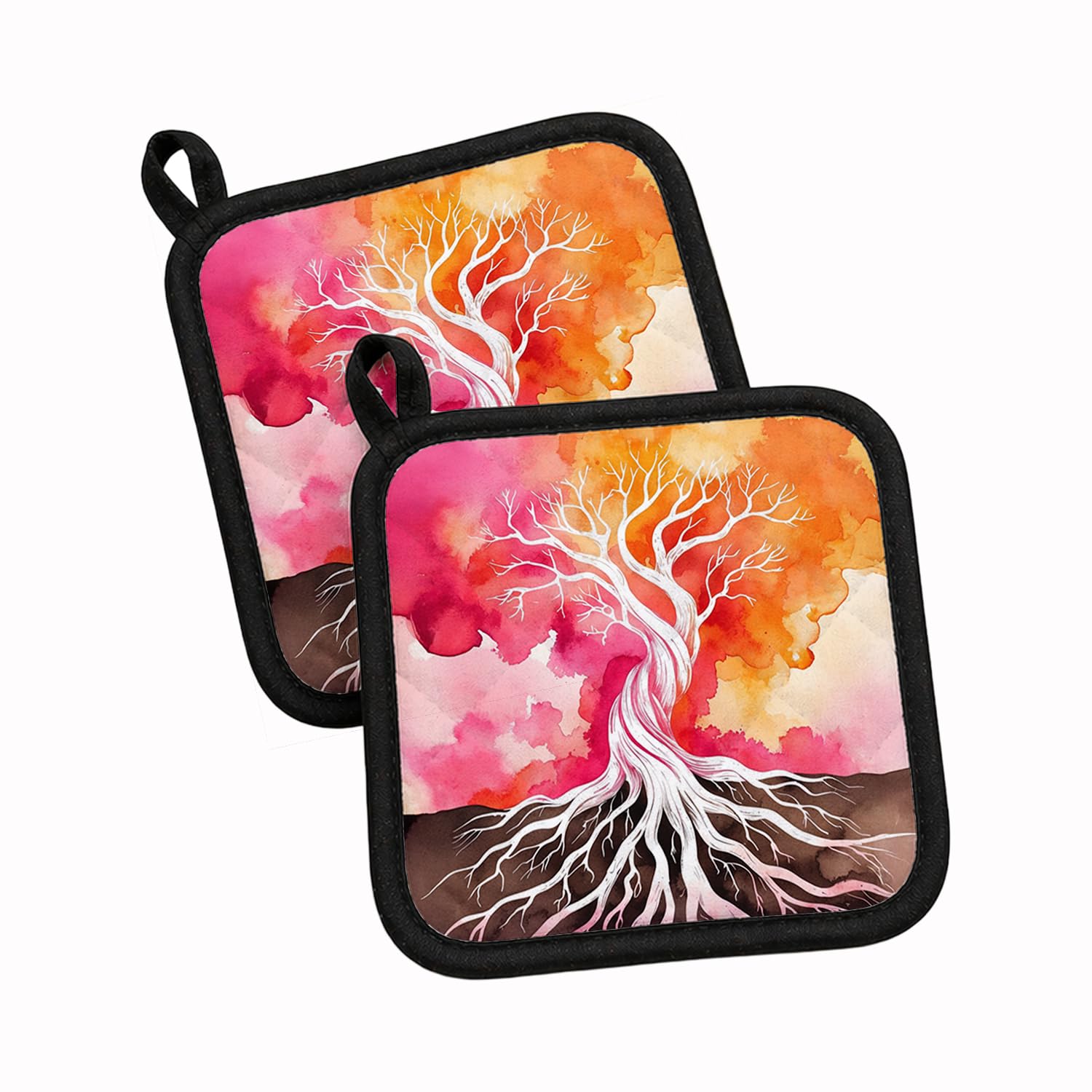 Carolines Treasures Rooted in Lesbian Pride Pot Holder Set of 2 Heat Resistant Quilted Hot Pads 7.5 x 7.5 Inch, Insulated Kitchen Trivets for Cooking & Baking