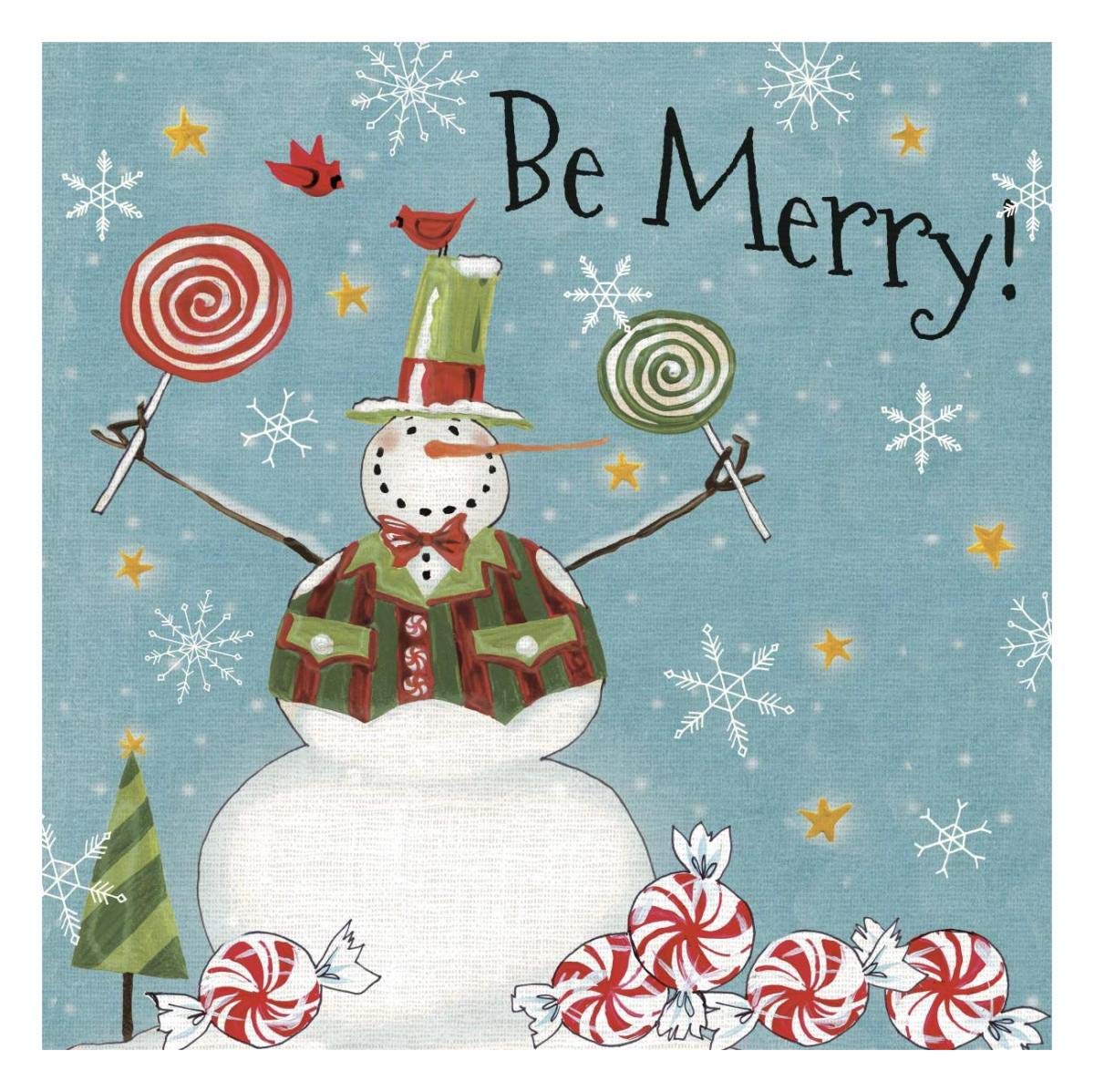 Sweet Snowmen IV Blue -Paper Art-26x26”