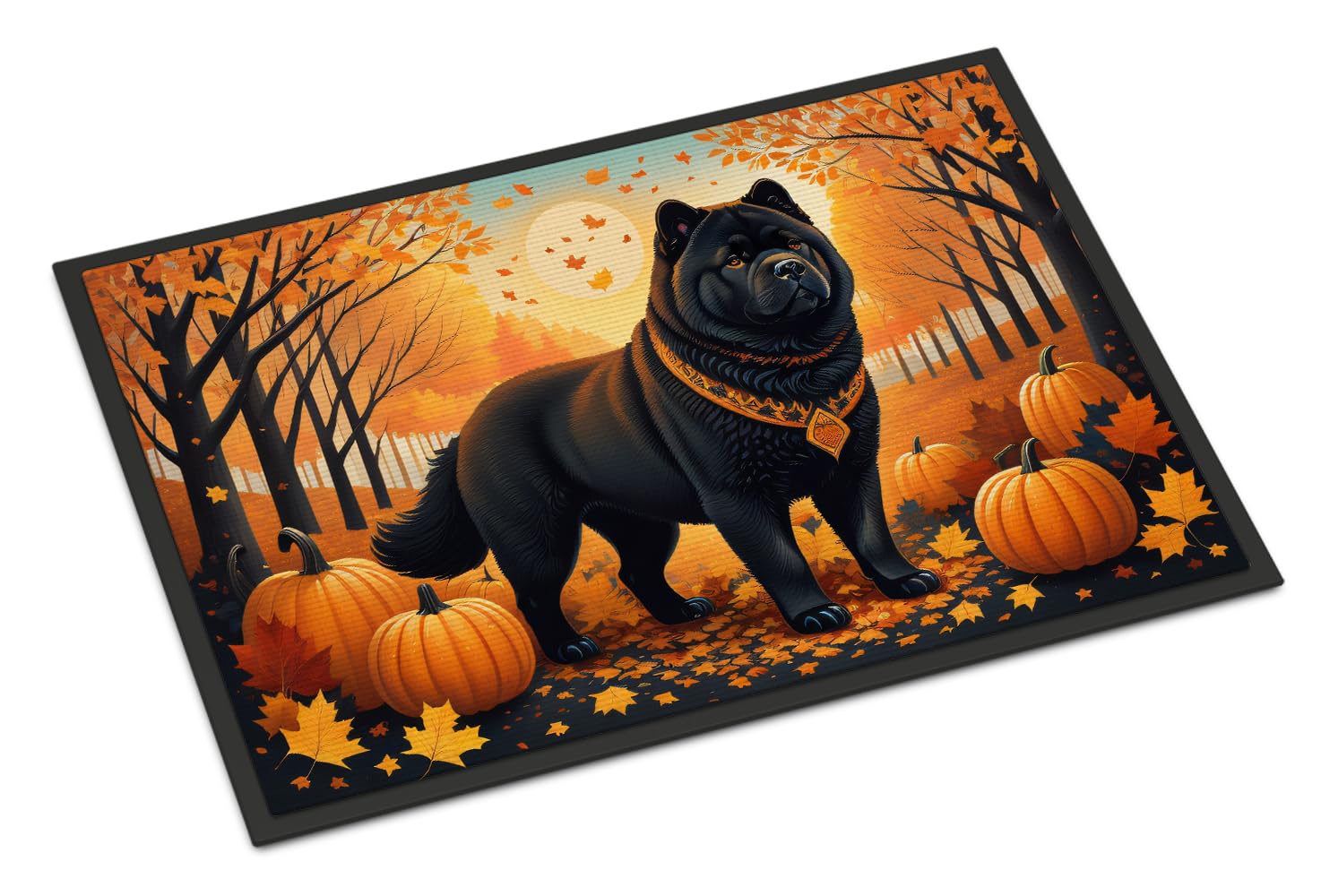 Carolines Treasures DAC1036MAT Black Chow Chow Fall Doormat 18x27 Front Door Mat Indoor Outdoor Rugs for Entryway, Non Slip Washable Low Pile, 18H X 27W