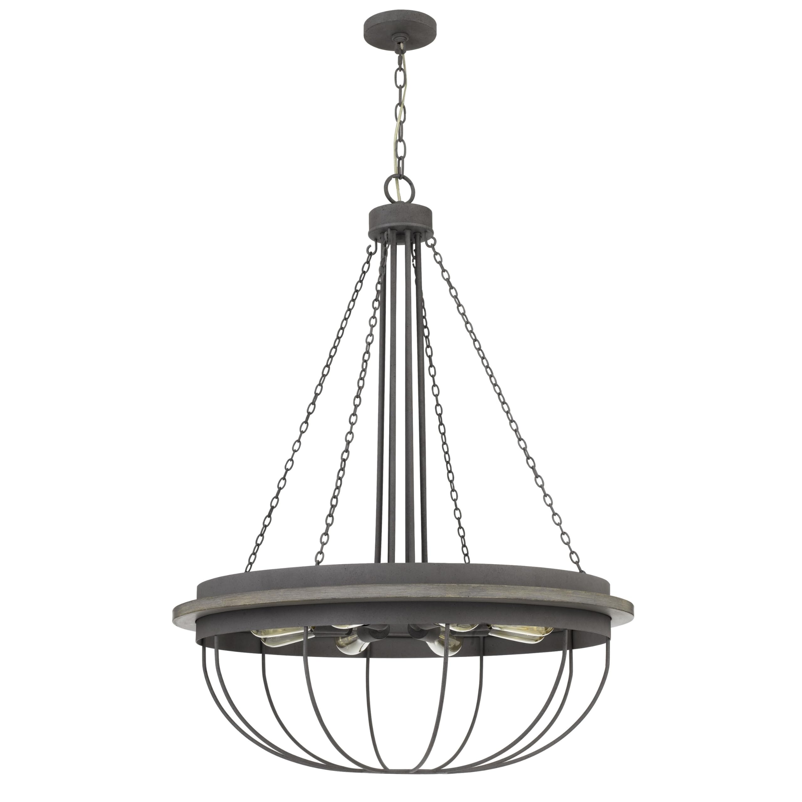 Nexy 29 Inch Chandelier, 8 Light Bulb Sockets, Gray Metal Cage Design