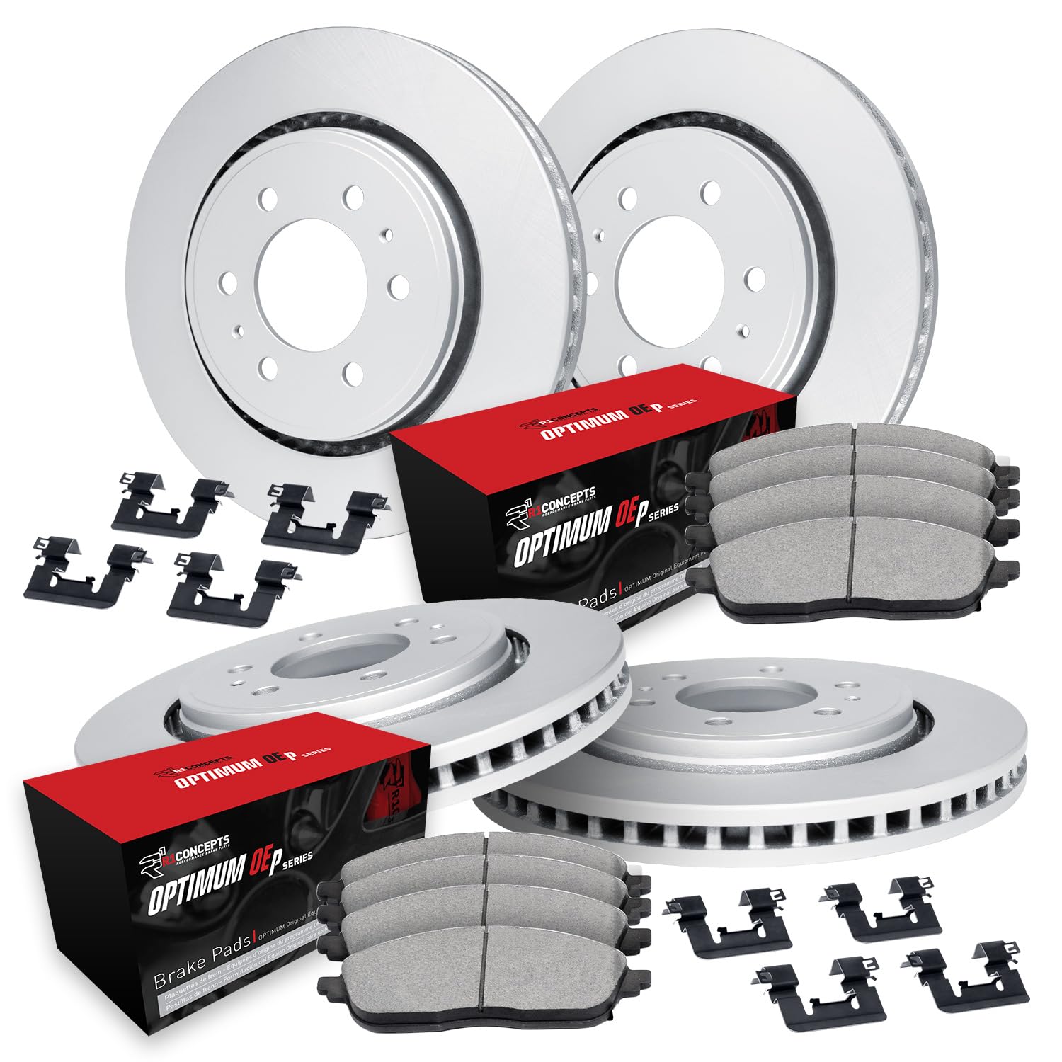 R1 Concepts Carbon Coated Disc Brake Rotor Set with Optimum Oe Pads and Hardware WDUH2-48040