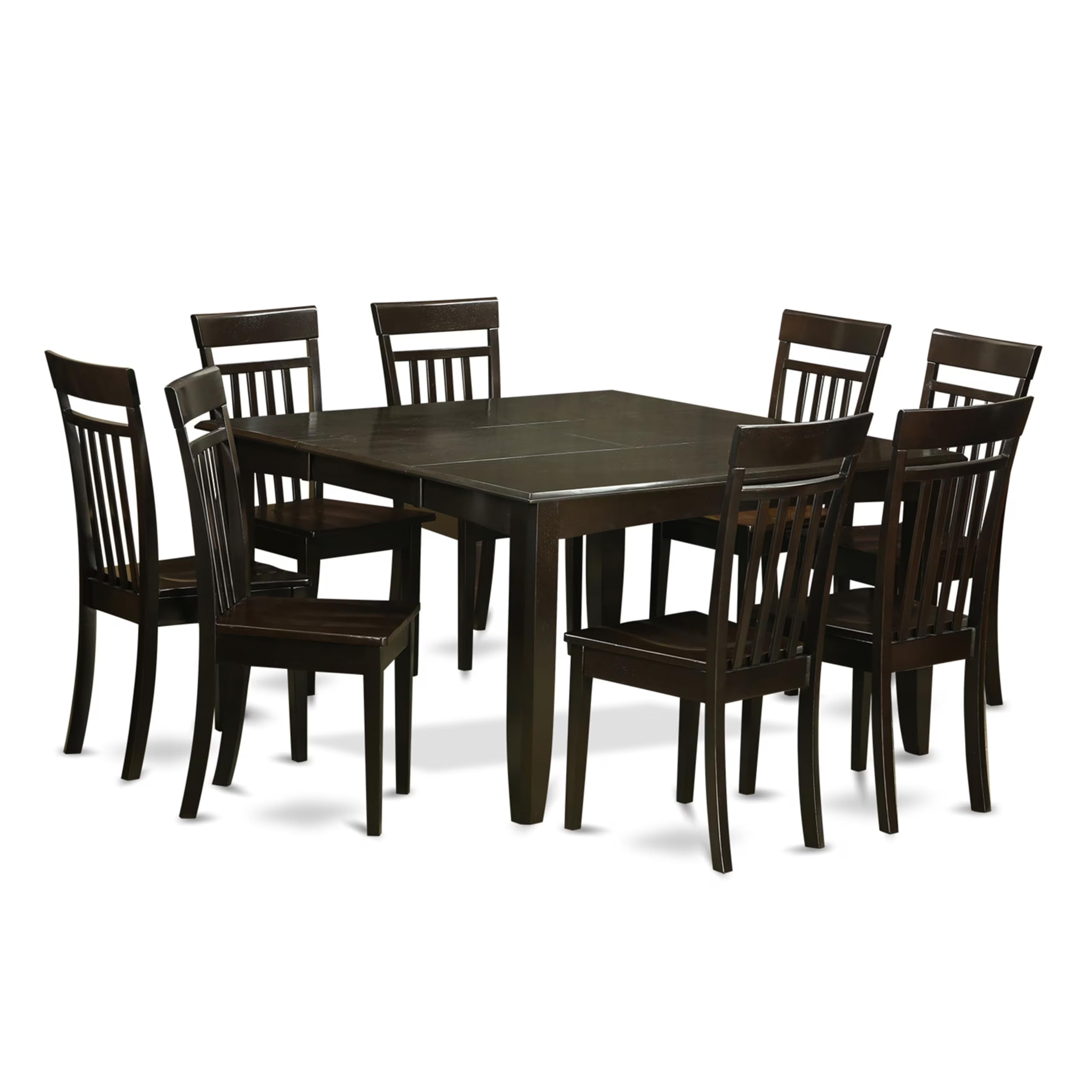 PFCA9-CAP-W 9 Pc Dining room set Dinette Table with Leaf and 8 Dinette Chairs.