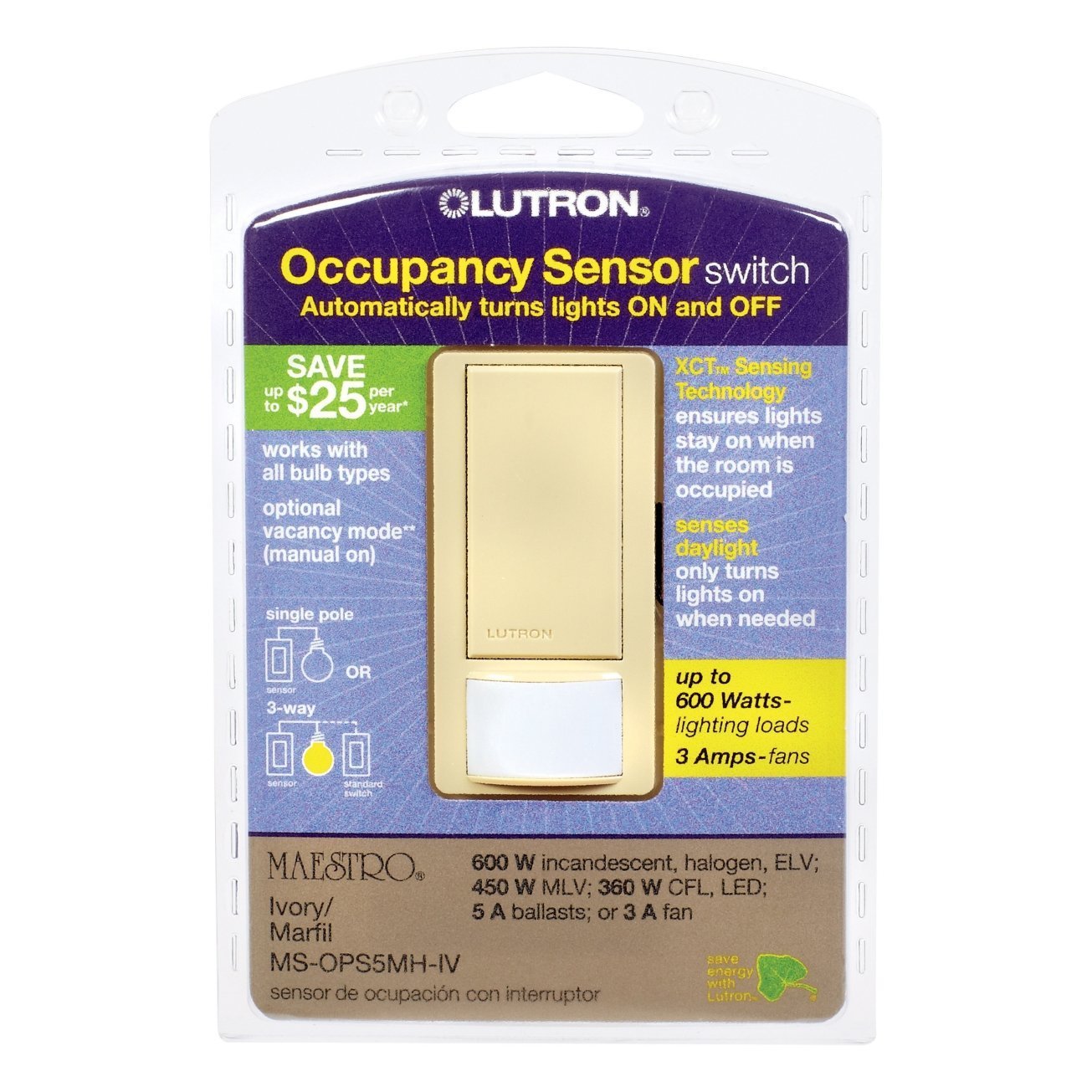 Lutron Deep Back Cover Maestro Occupancy Sensor Ivory (Ms-Ops5Mh-Iv)