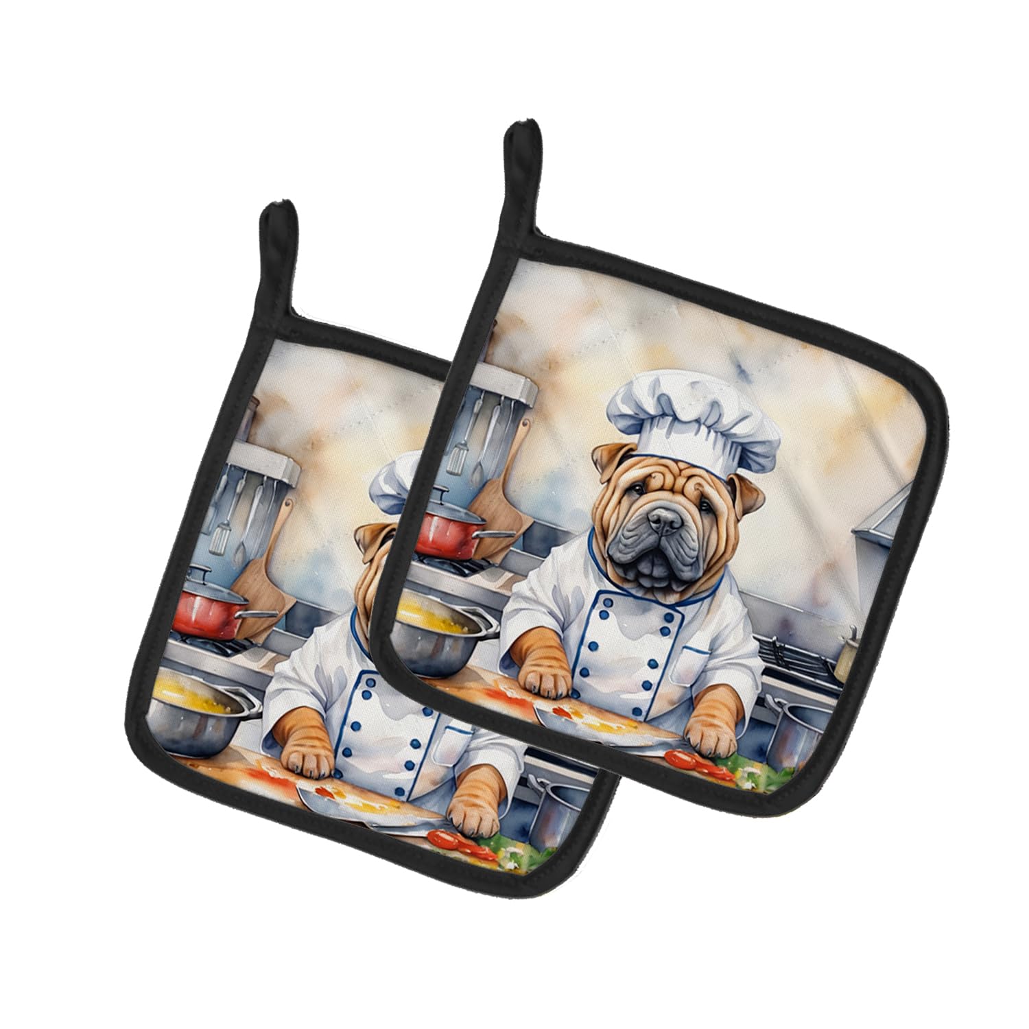 Shar Pei The Chef Pair of Pot Holders