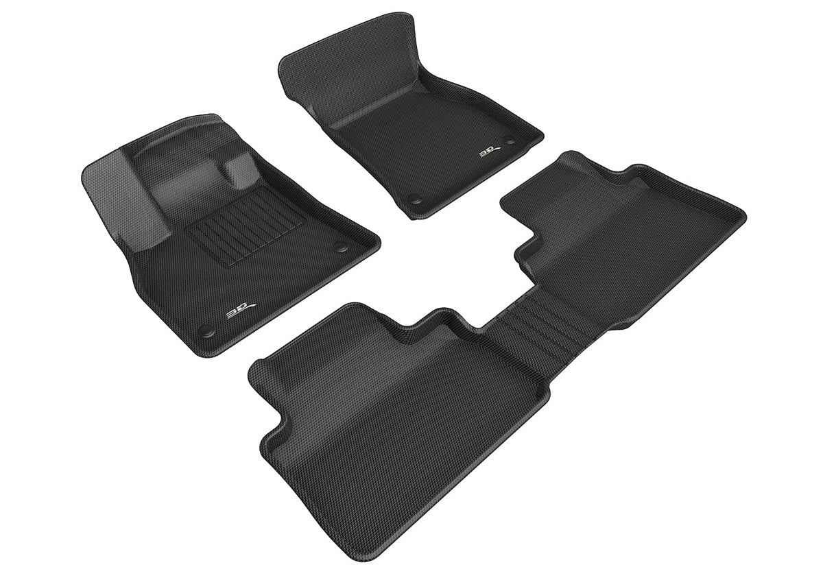 3D Maxpider All-Weather Floor Mats For Audi E-Tron 2019-2023 Premium Custom Fit Car Floor Liners, Kagu Series (1St & 2Nd Row Bla