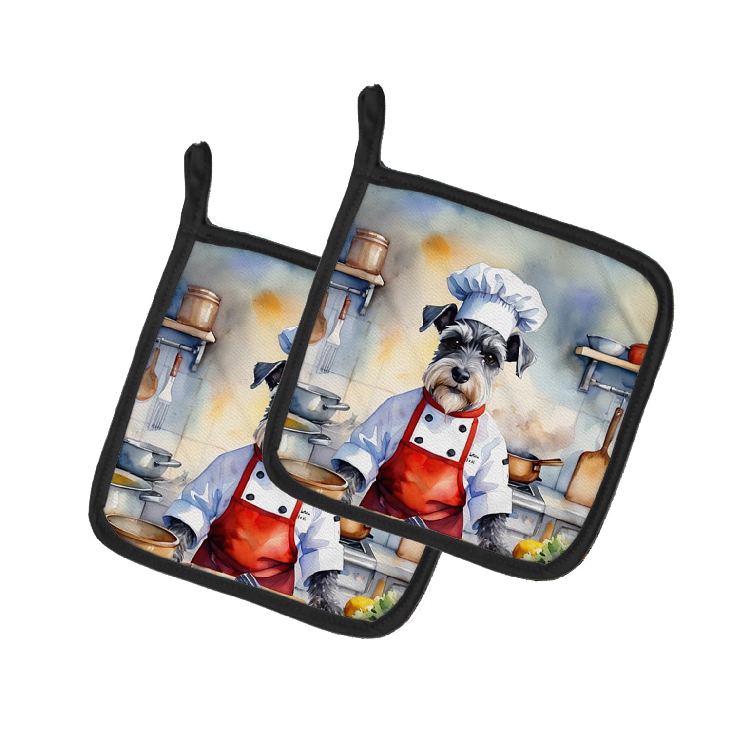 Schnauzer The Chef Pair of Pot Holders