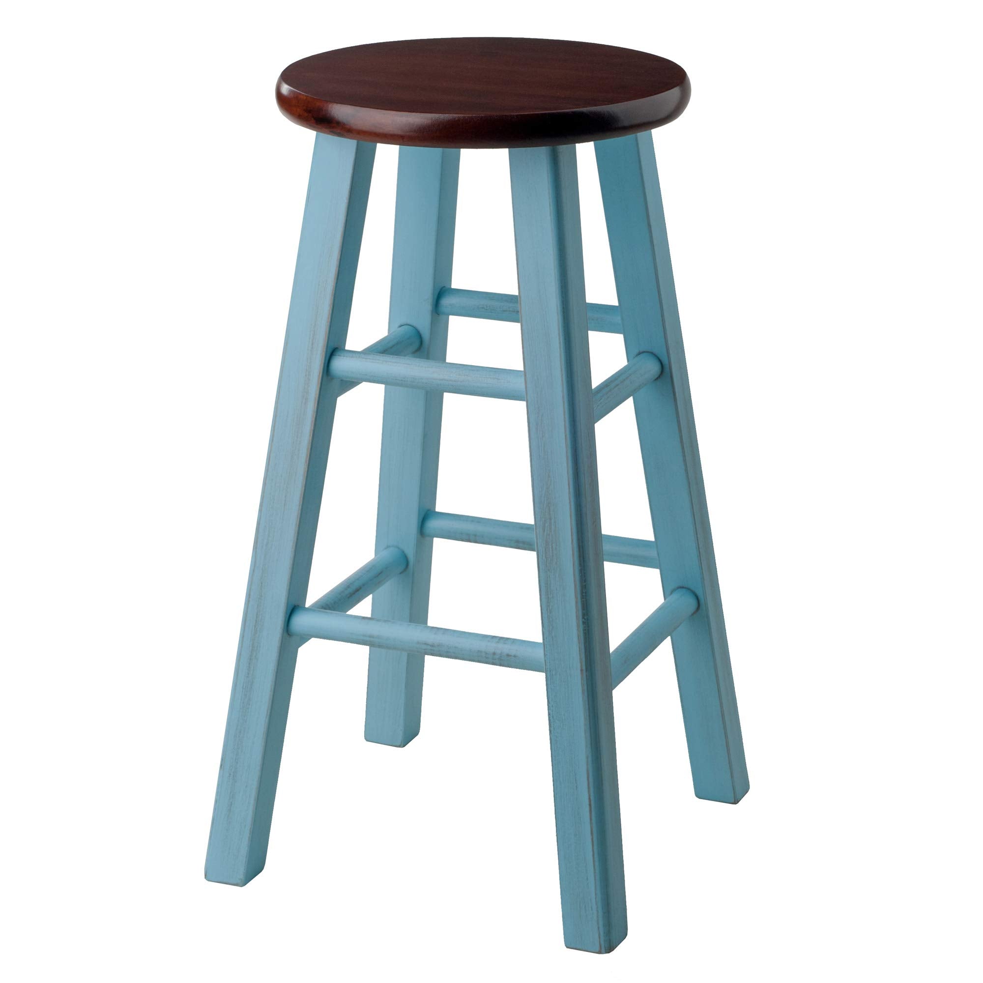Winsome Wood Ivy Model Name Stool 13.4 X 13.4 X 24.2 Rustic Light Blue/Walnut