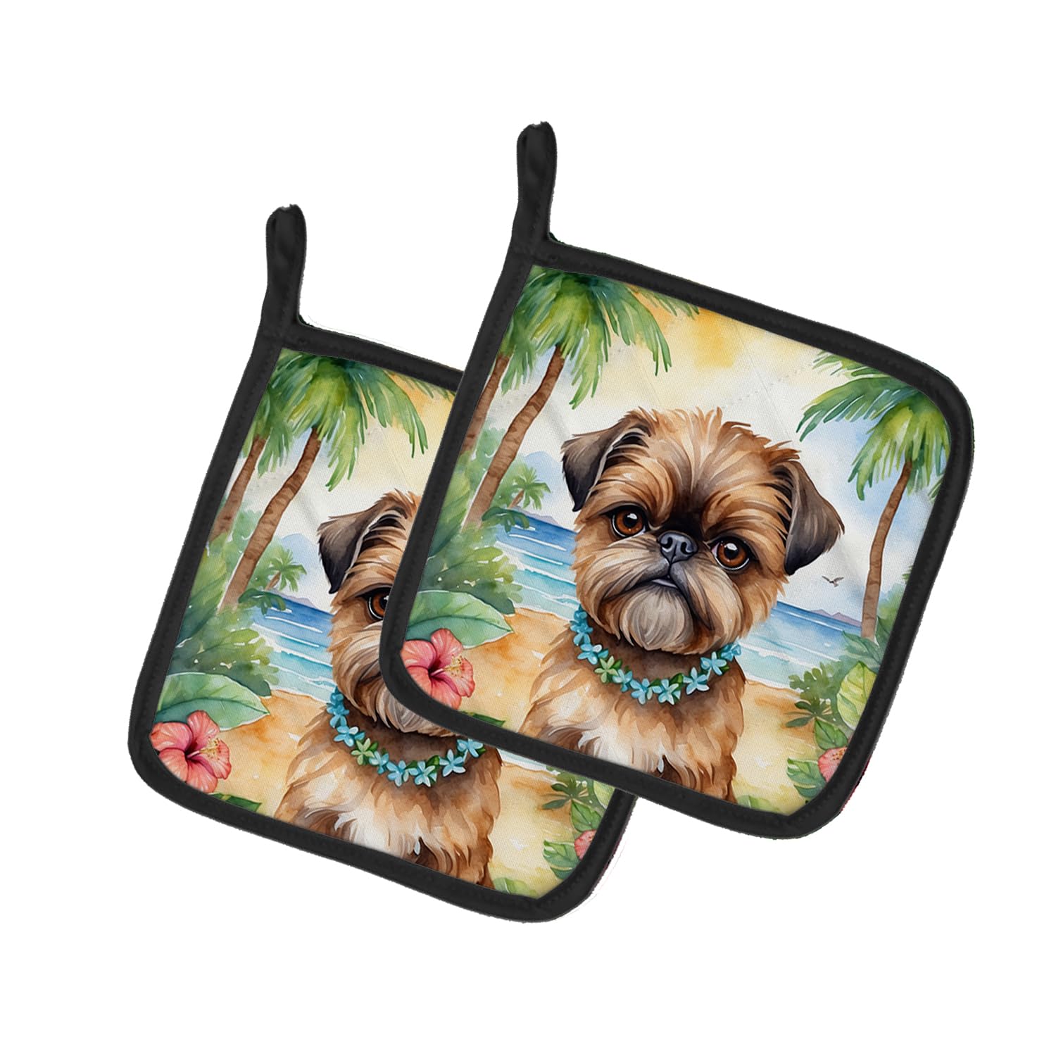 Brussels Griffon Luau Pair of Pot Holders