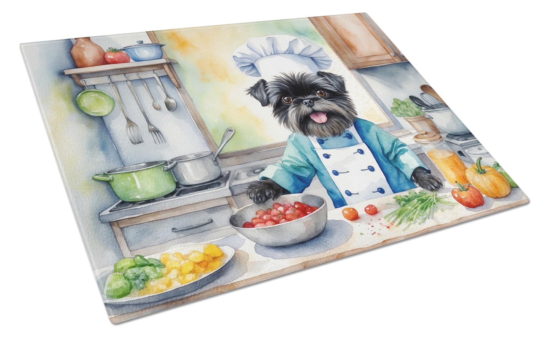 Carolines Treasures DAC6179LCB Affenpinscher The Chef Glass Cutting Board Decorative Tempered Glass Kitchen Cutting and Serving Board Large Size Chopping Board
