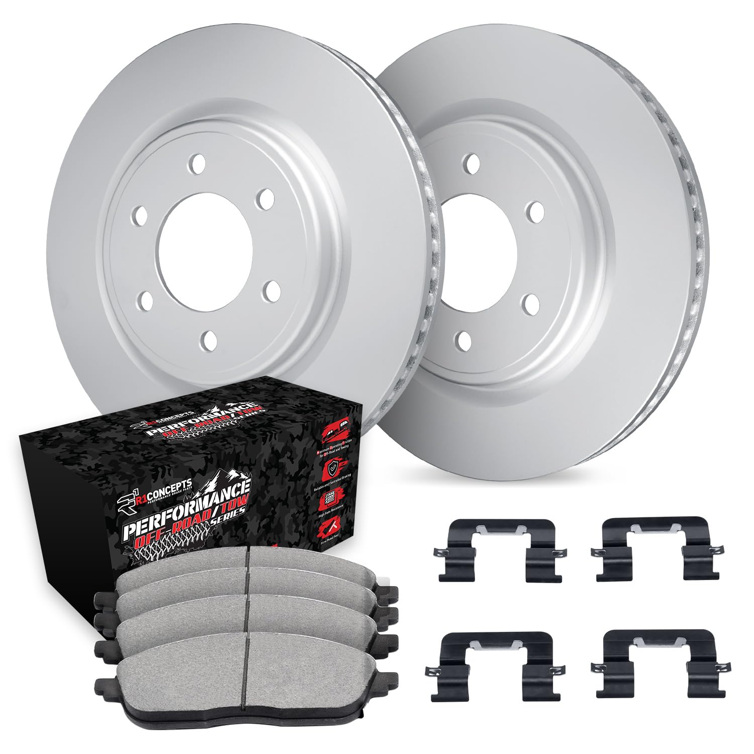 R1 Concepts GEOMET Disc Brake Rotor Set with Off-Road/Tow Brake Pads and Hardware WJVH1-54055