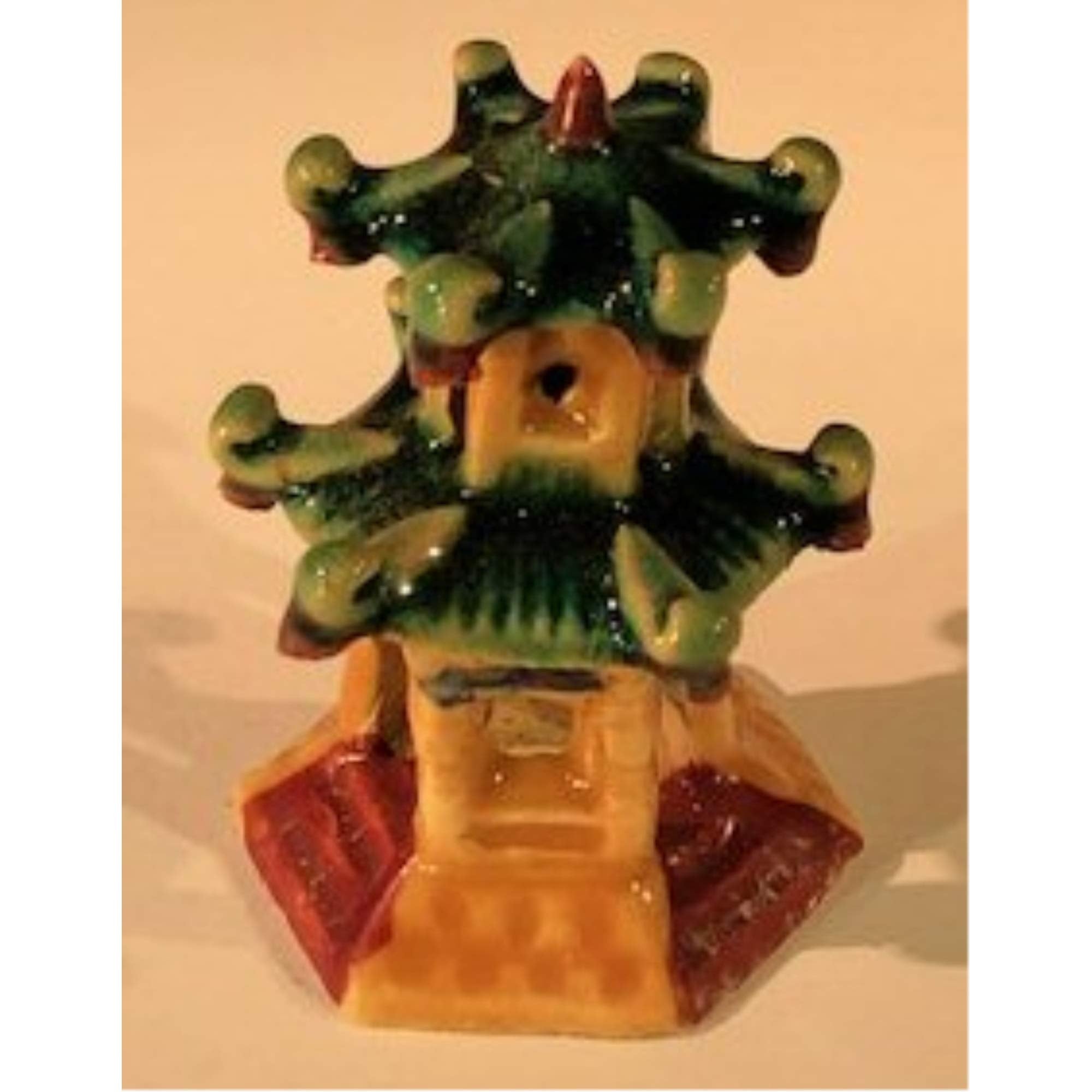 Glazed Ceramic Pagoda Figurine - 2.5