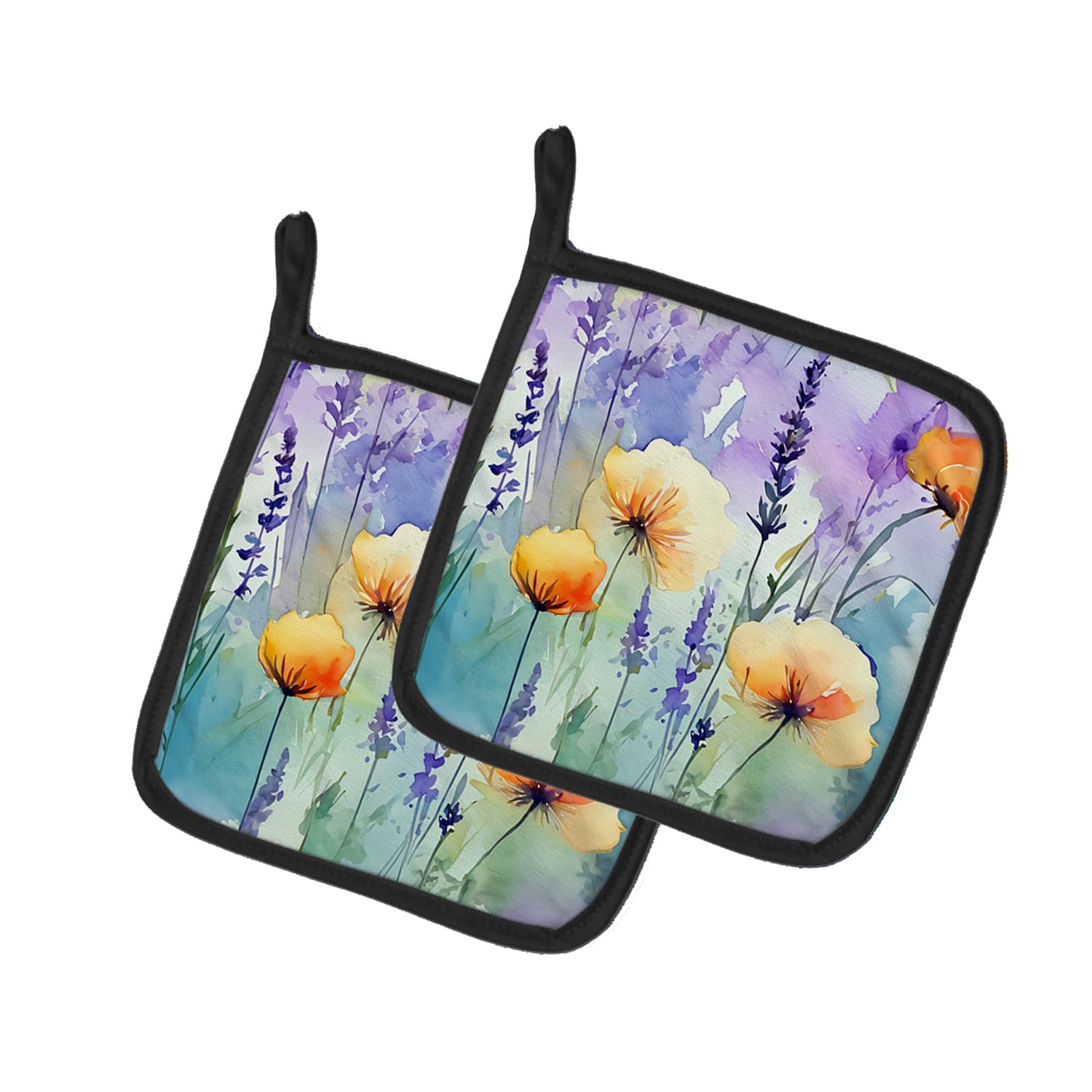 Lavender in Watercolor Pair of Pot Holders