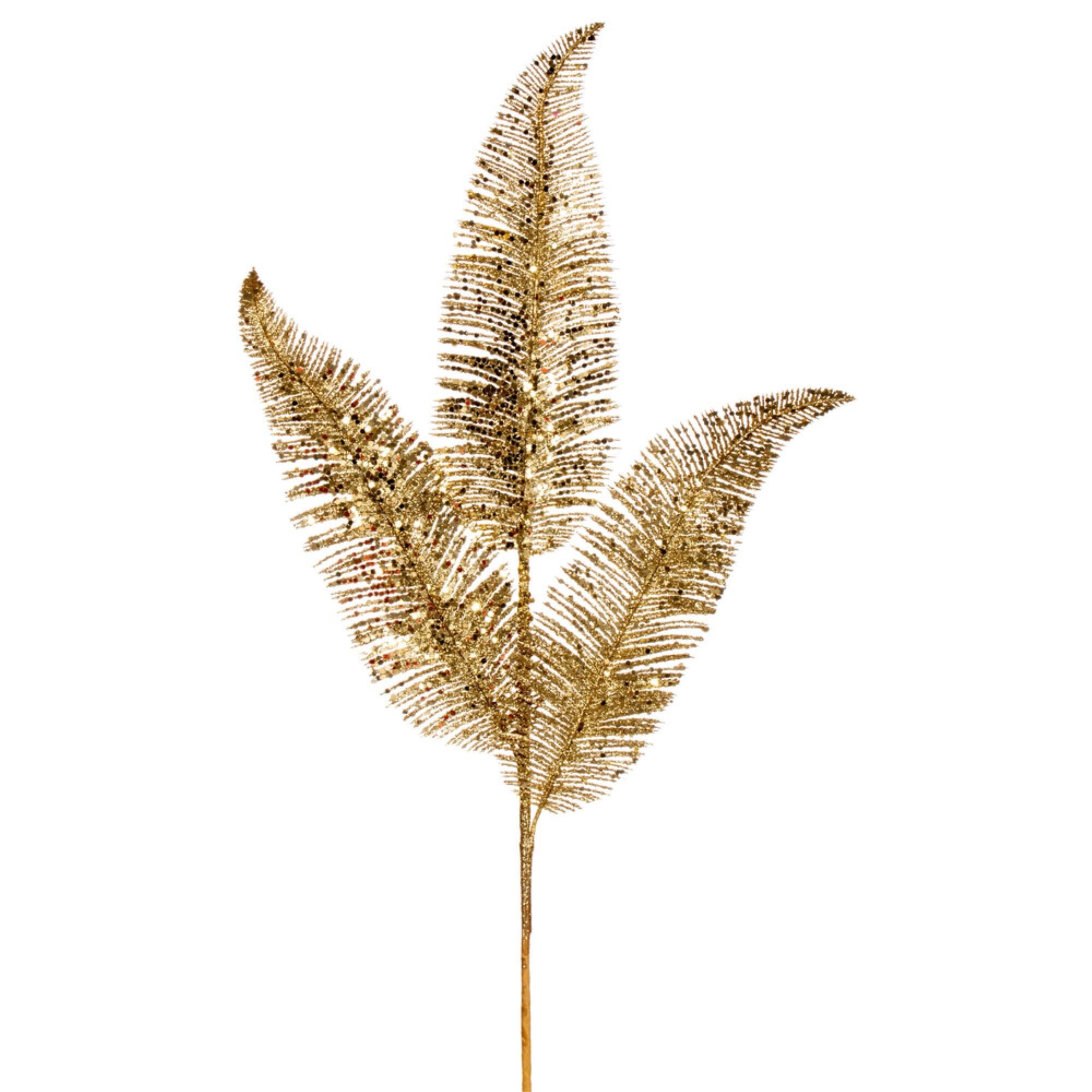 Casafoyer Gold Feather Fern Glitter Spray - 24.5” (6 Pack) ( Pack of 2 )