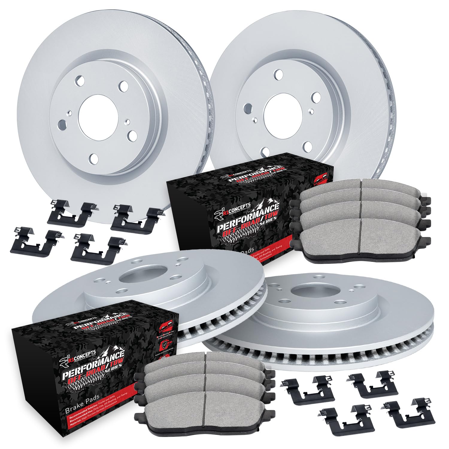 R1 Concepts Carbon Coated Disc Brake Rotor Set with Off-Road/Tow Brake Pads and Hardware WDVH2-42004
