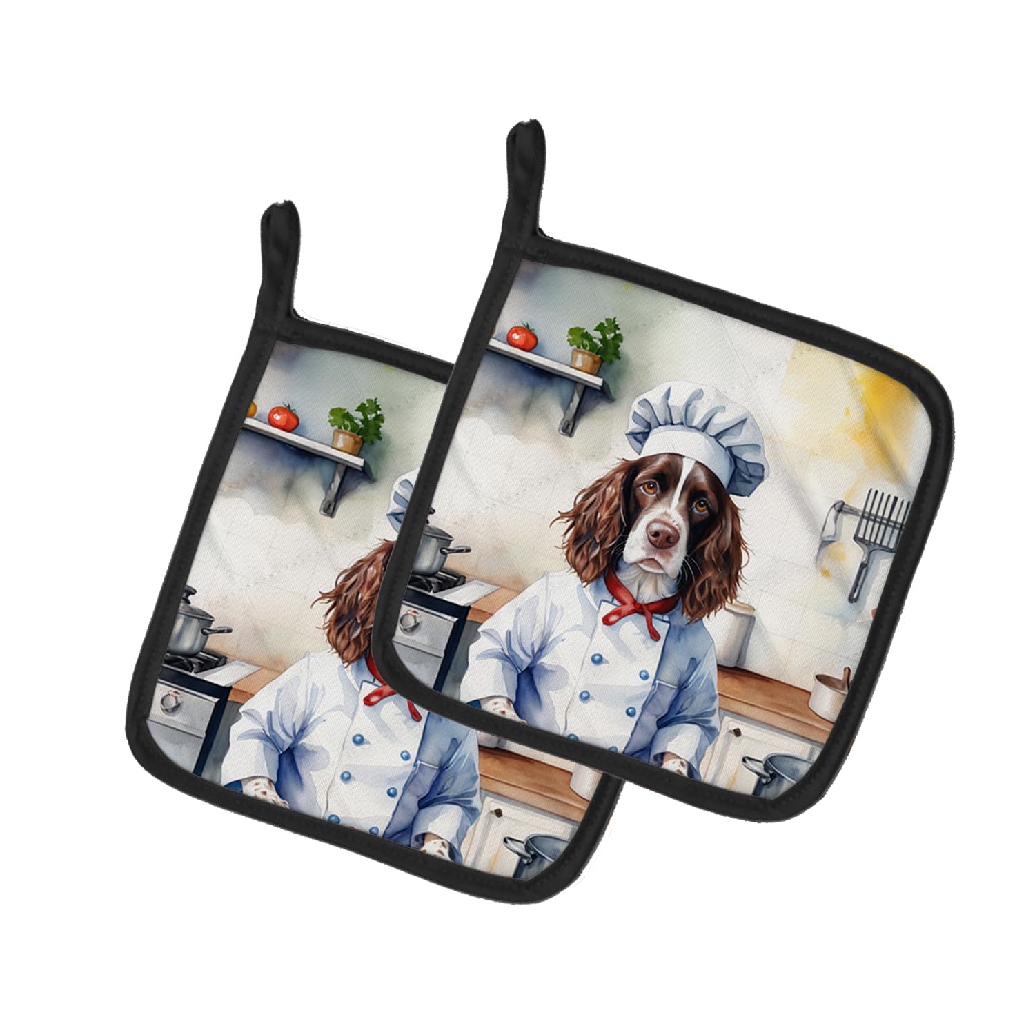 English Springer Spaniel The Chef Pair of Pot Holders