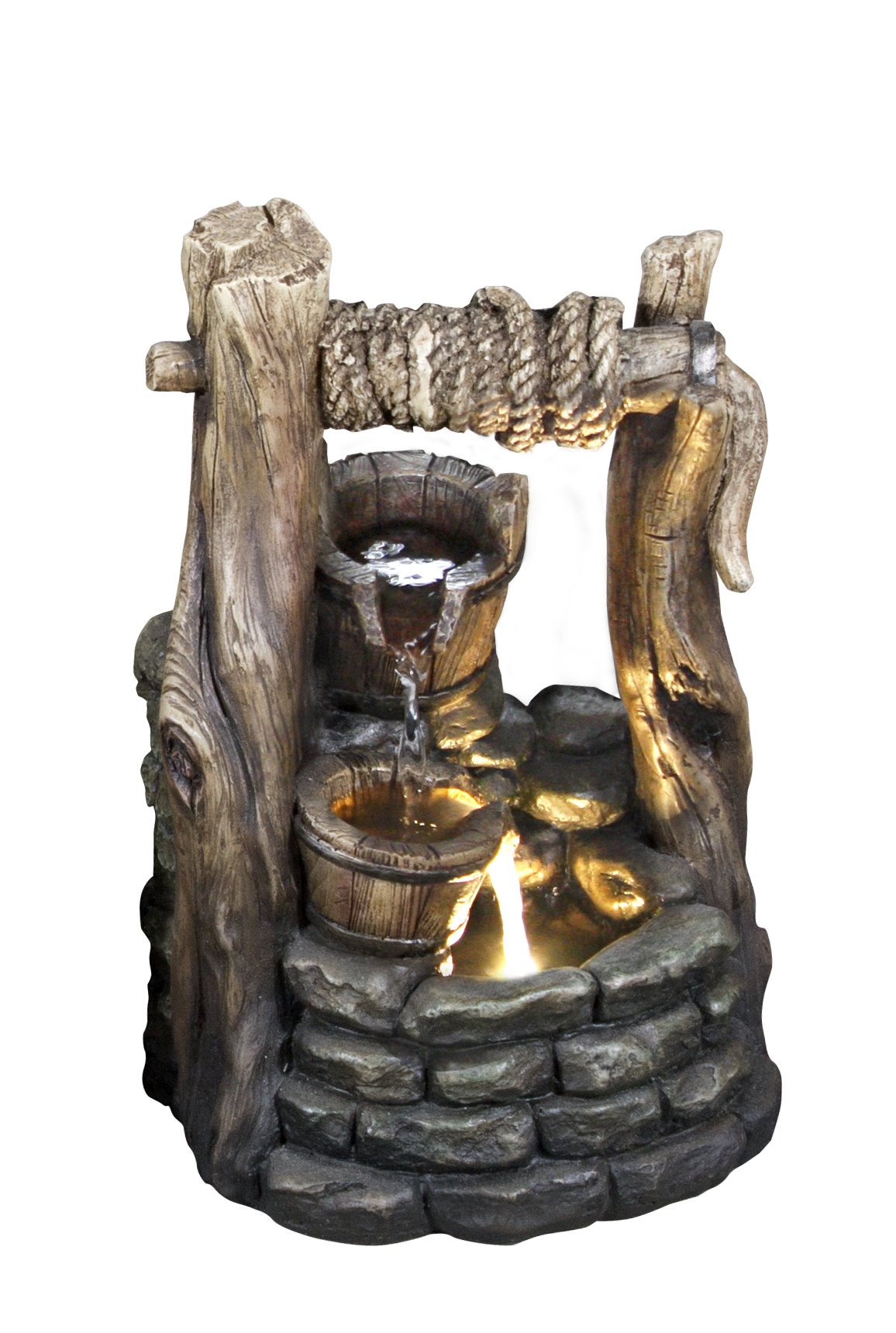 Hi-Line Gift Ltd 79555-D Well Fountain W/2 Buckets & LED