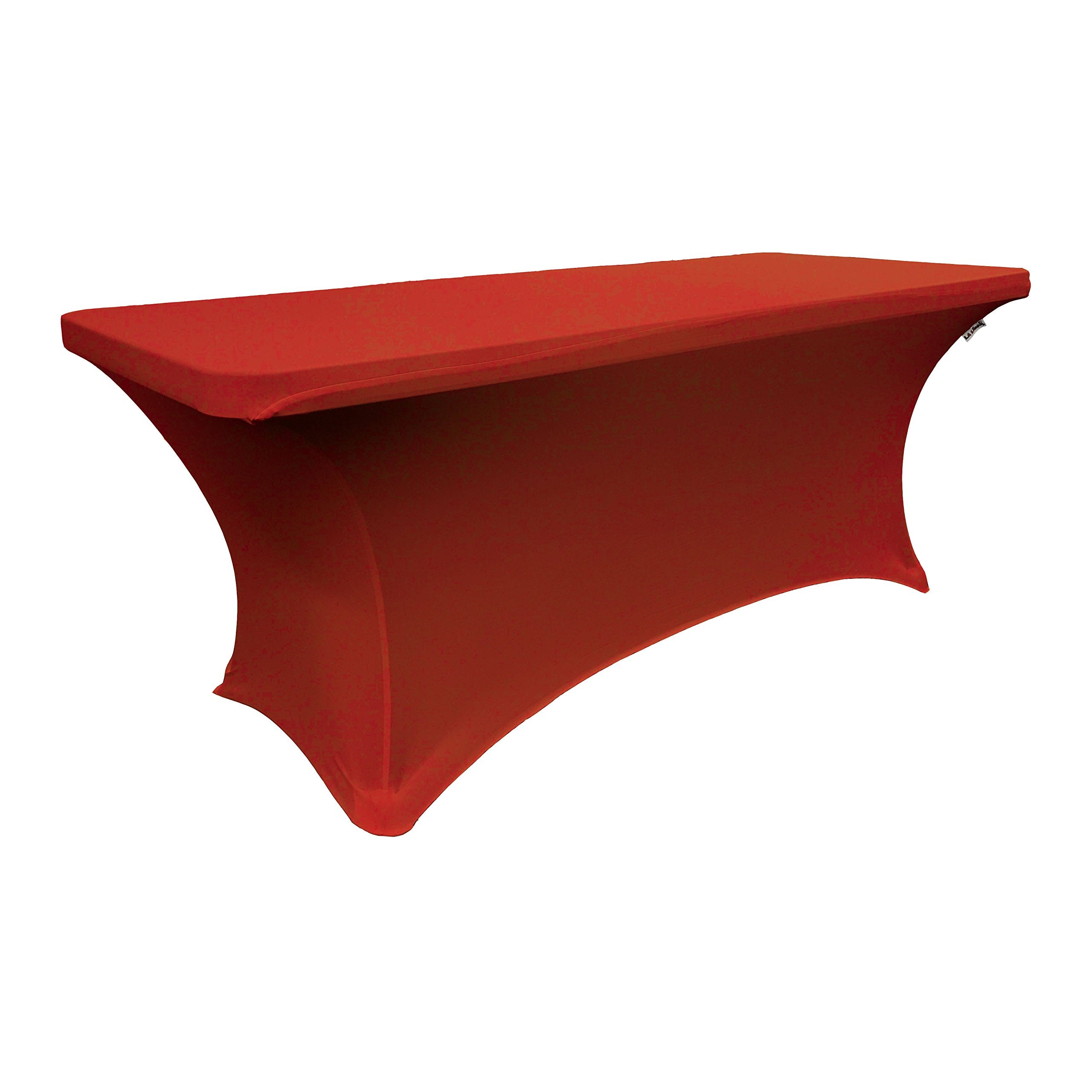 LA Linen Rectangular Spandex Tablecloth, 72 by 30 by 30-Inch, Red