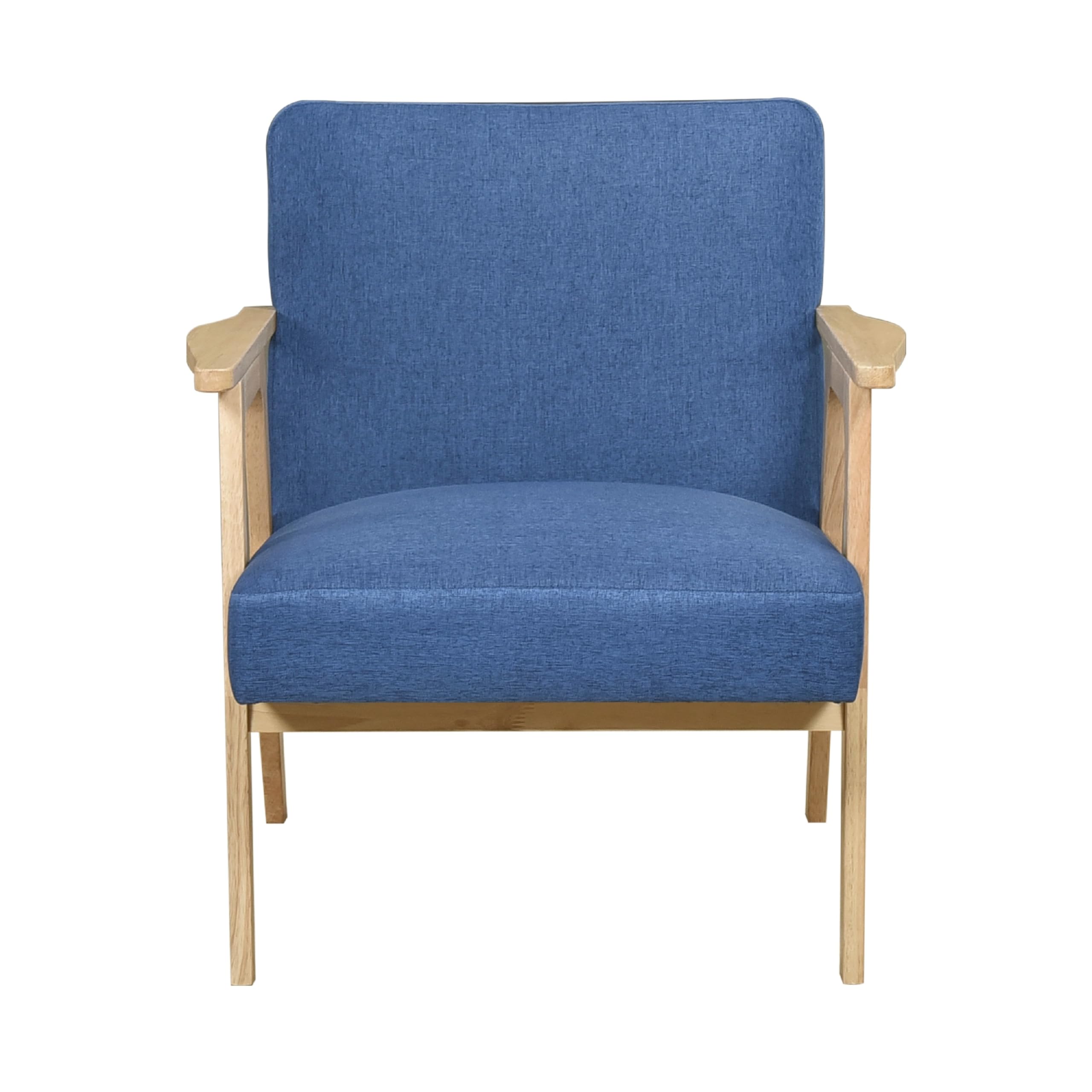 Cathy Accent Club Armchair, Soft Blue, Natural Brown Wood Frame