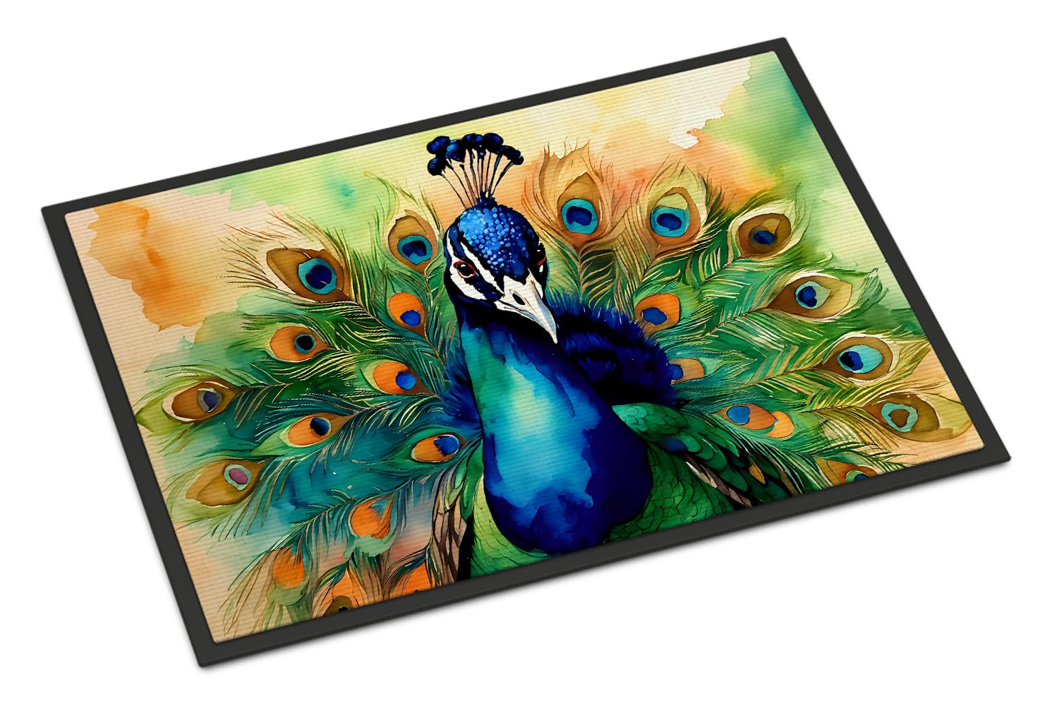 Carolines Treasures DAC3248JMAT Peacock Doormat Front Door Mat Indoor Outdoor Rugs for Entryway, Non Slip Washable Low Pile, 24H X 36W
