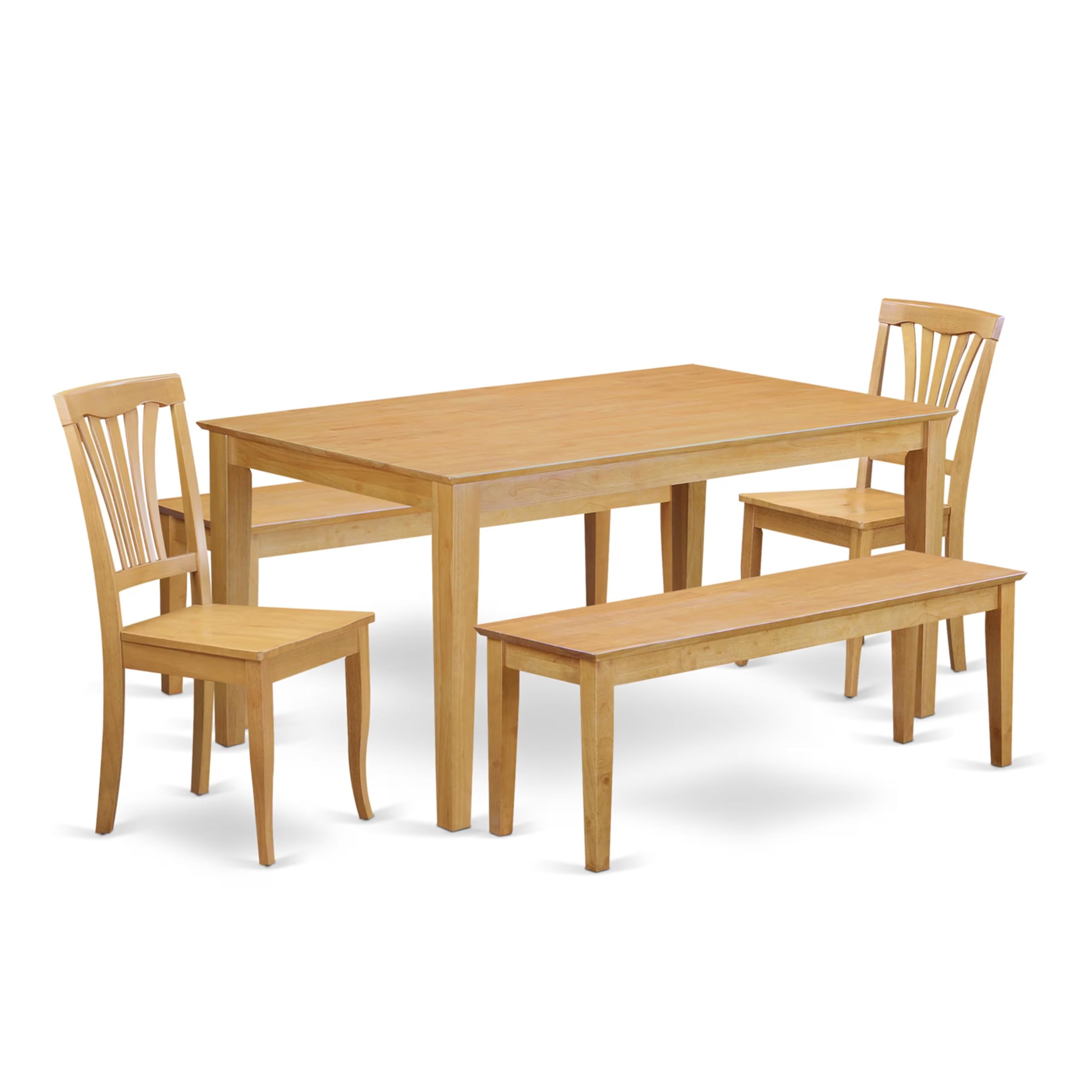 CAAV5C-OAK-W 5 Pc Dinette set - Dining Table and 2 Kitchen Chairs along with 2 Wooden benches