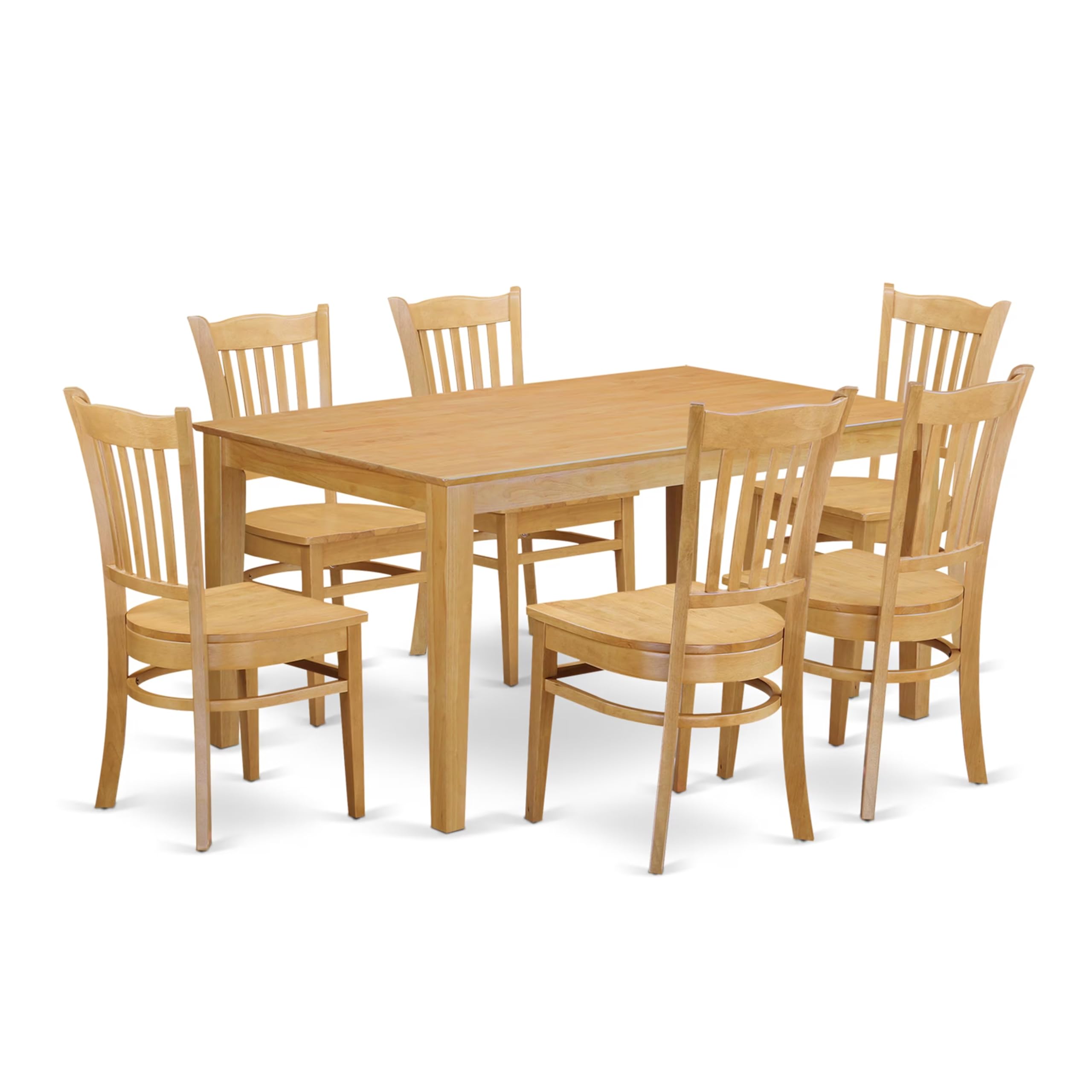 CAGR7-OAK-W 7 Pc Dining room set - Dinette Table and 6 Kitchen Chairs