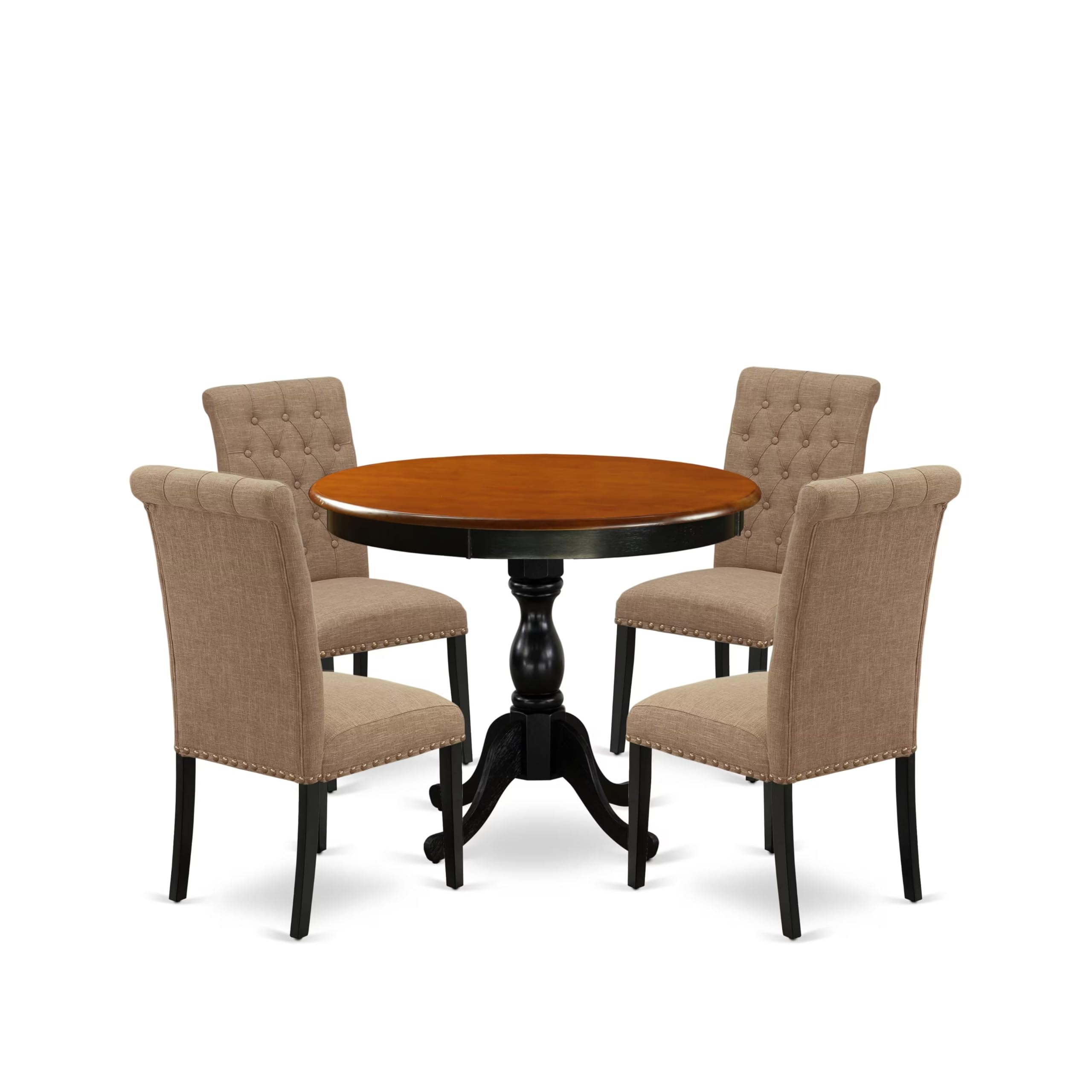 East West Furniture AMCL3-BCH-W 3-Piece Dinning Room Set Contains a Wooden Table and 2 Wooden Dining Chairs with Double-X Back - Black Finish