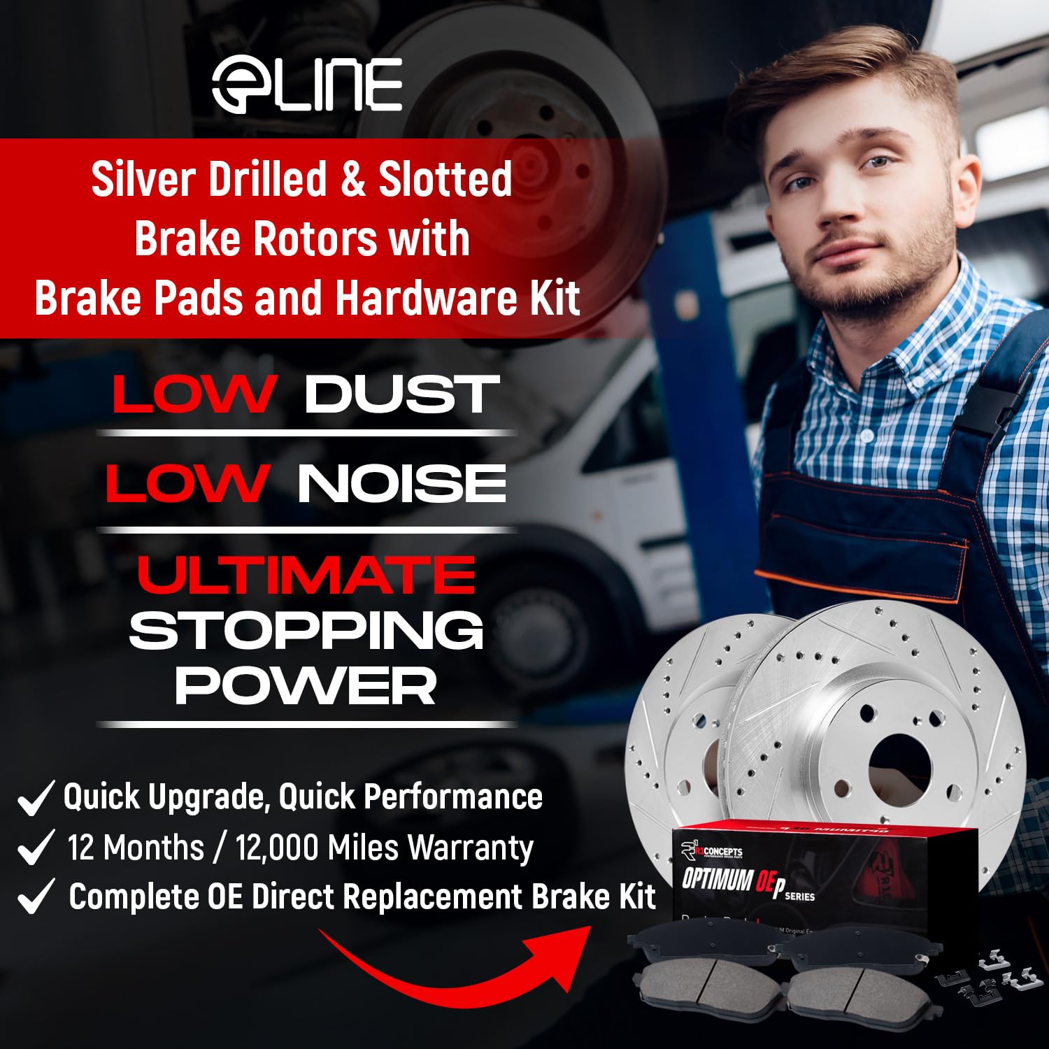 R1 Concepts Drilled and Slotted Silver Disc Brake Rotor and Drum Set with Optimum Oe Pads, Shoes, and Hardware WGUH2-67091