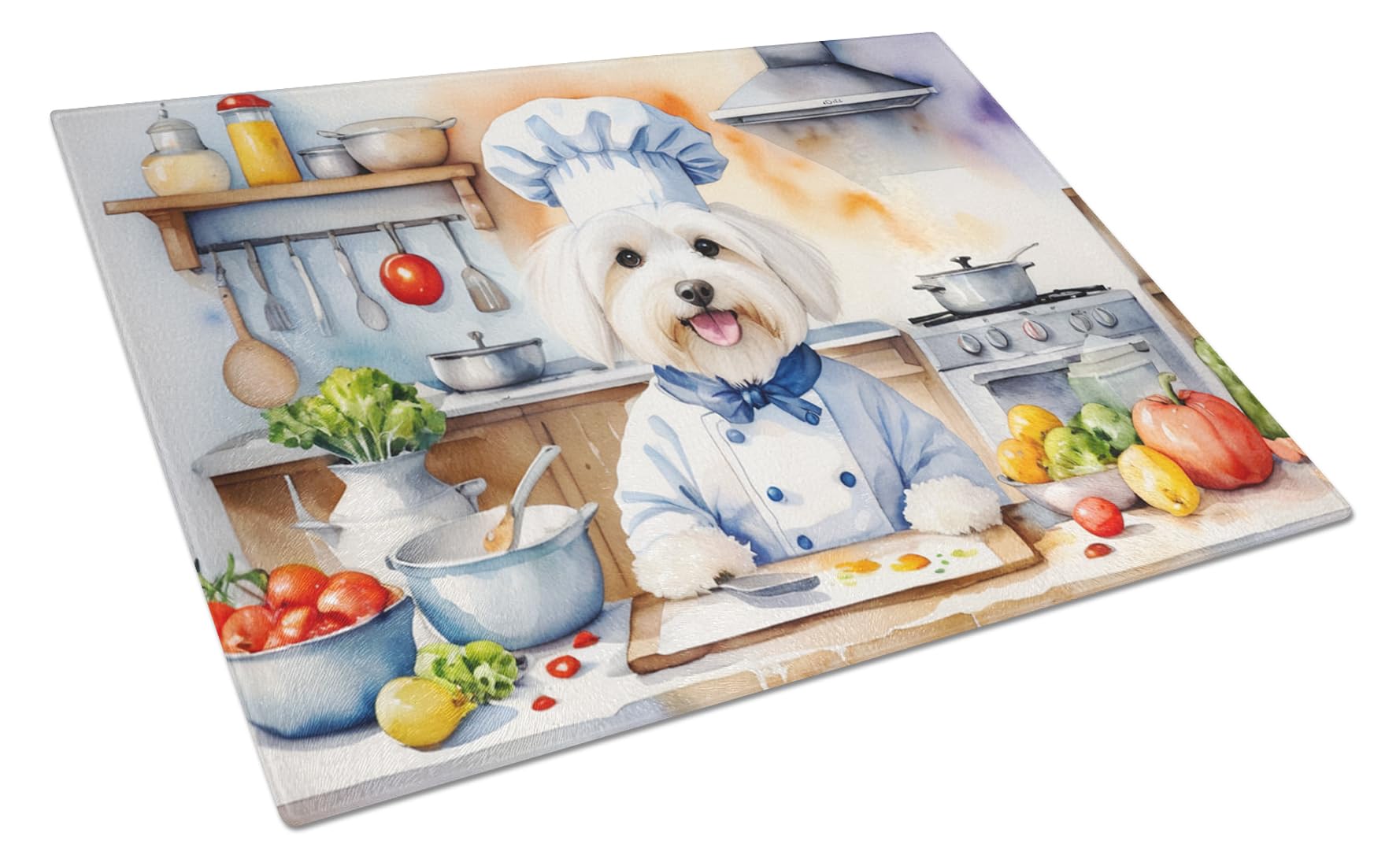 Carolines Treasures DAC6236LCB Coton de Tulear The Chef Glass Cutting Board Decorative Tempered Glass Kitchen Cutting and Serving Board Large Size Chopping Board