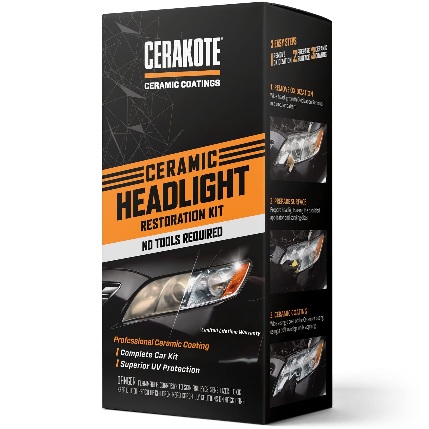 Cerakote Ceramic Headlight Restoration Kit - Guaranteed To Last As Long As You Own Your Vehicle - Brings Headlights Back To Like