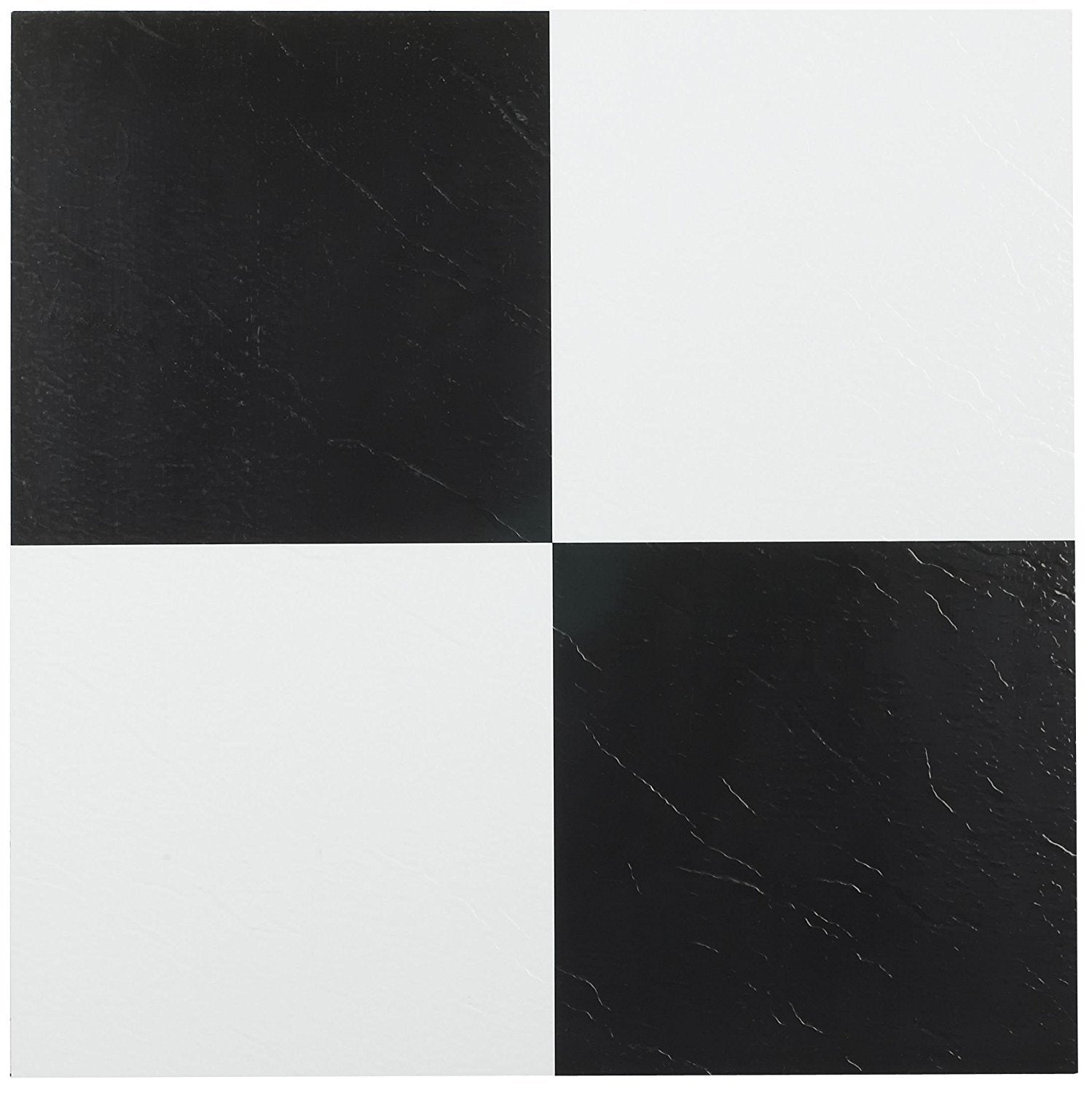 NEXUS Black & White 12 Inch x 12 Inch Self Adhesive Vinyl Floor Tile #103 - 20 Tiles