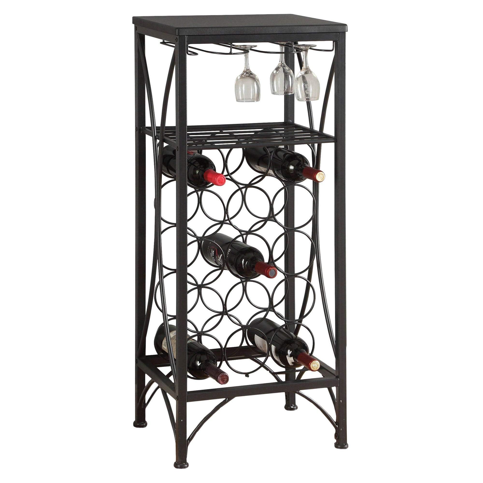 Home Bar, Wine Rack, Metal, Black, Black, Transitional