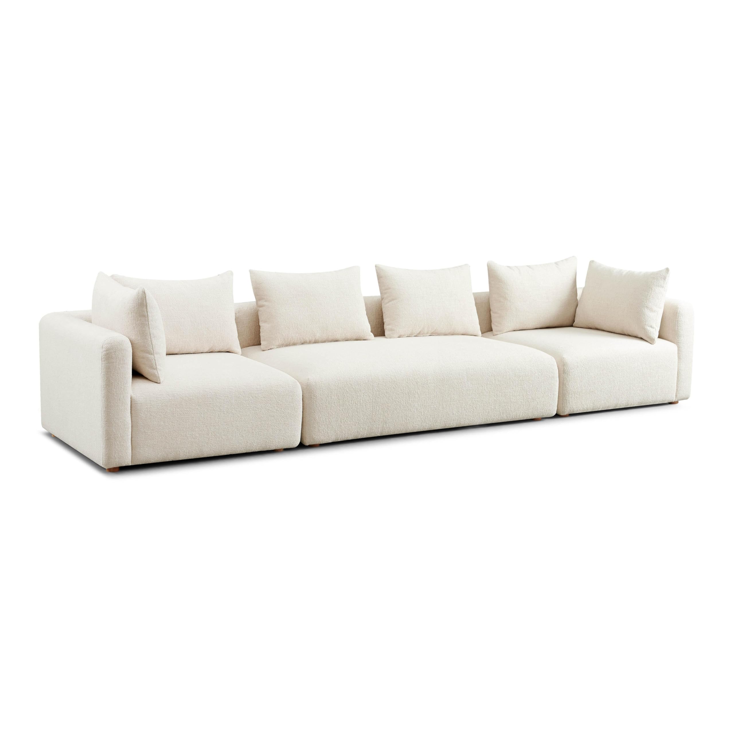 Hangover Cream Heavy Textured Fabric 145 Long Sofa