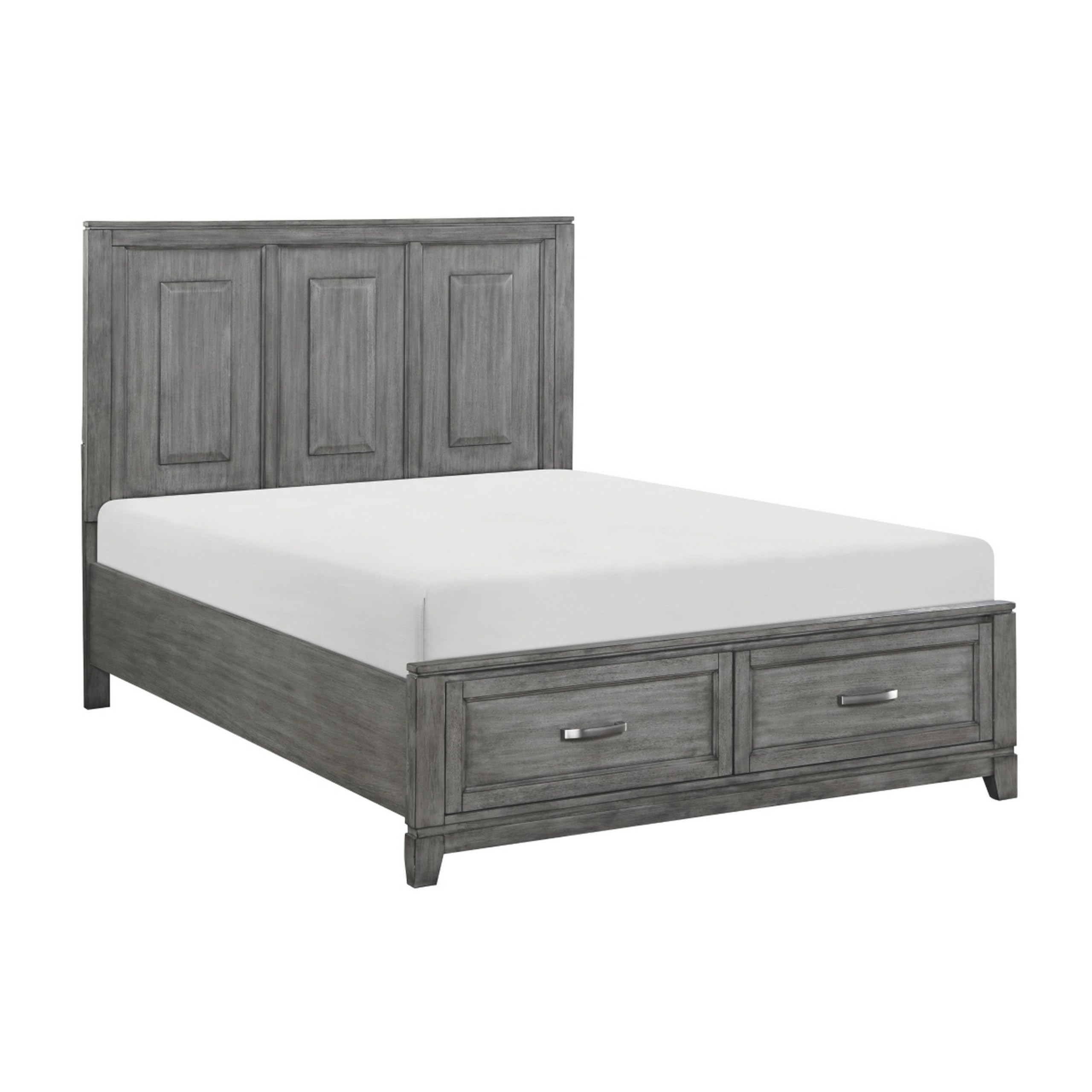 Thiem Queen Size Platform Bed with 2 Storage Drawers, Gray Wood Finish