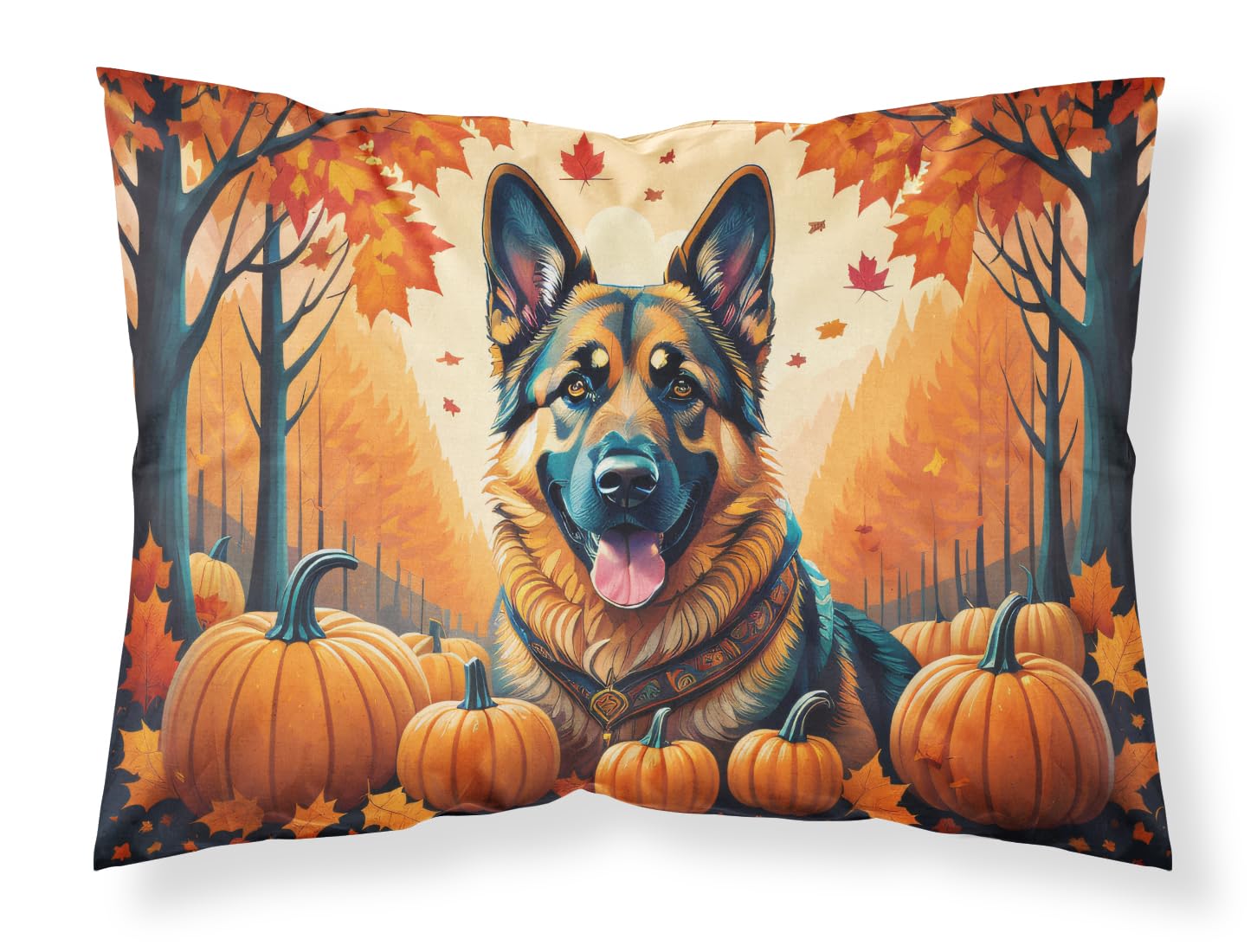 Carolines Treasures DAC1048PILLOWCASE German Shepherd Fall Fabric Standard Pillowcase Lightweight Super Soft Easy Care Decorative Artwork Pillowcase, Standard