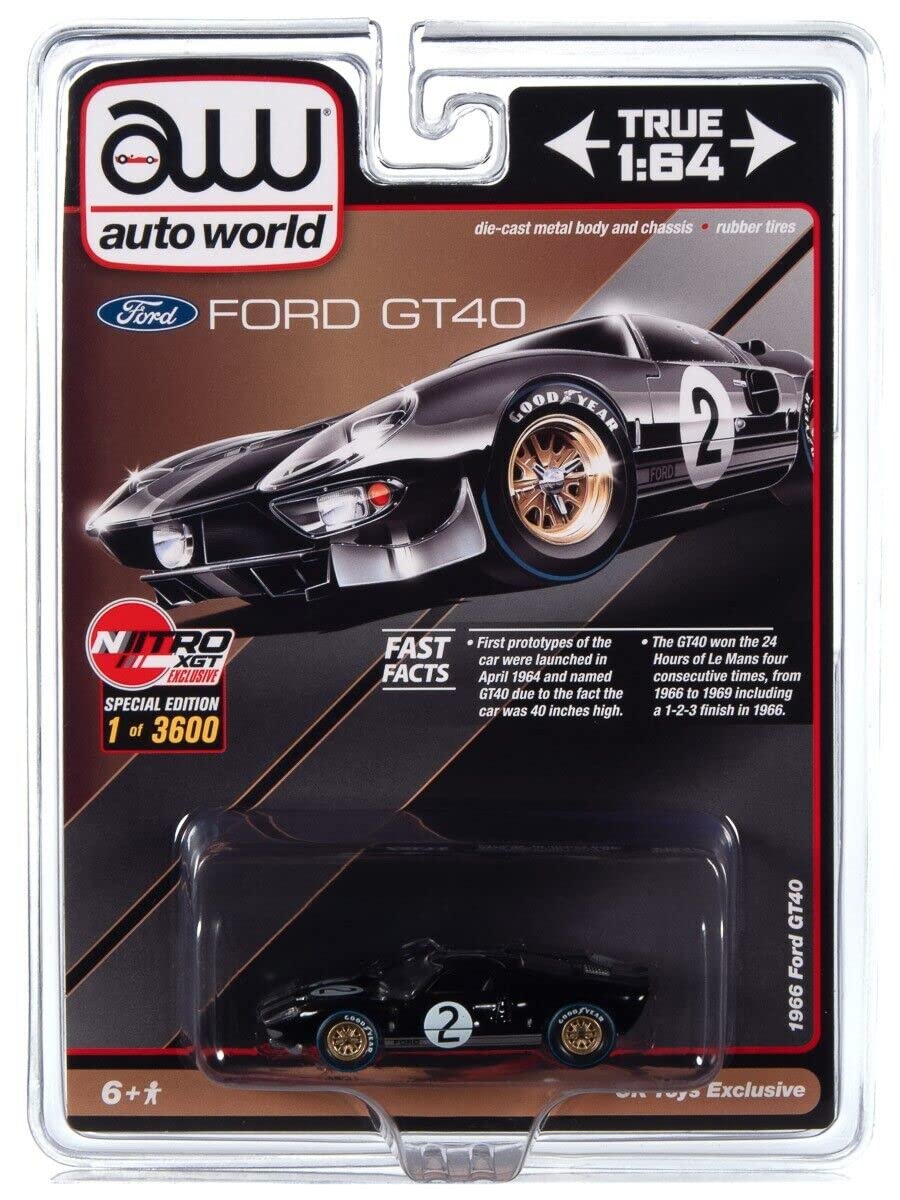 Auto World 1966 Ford Gt40#2 Black Limited Edition To 3600 Pieces Worldwide 1/64 Diecast Model Car Cp7922