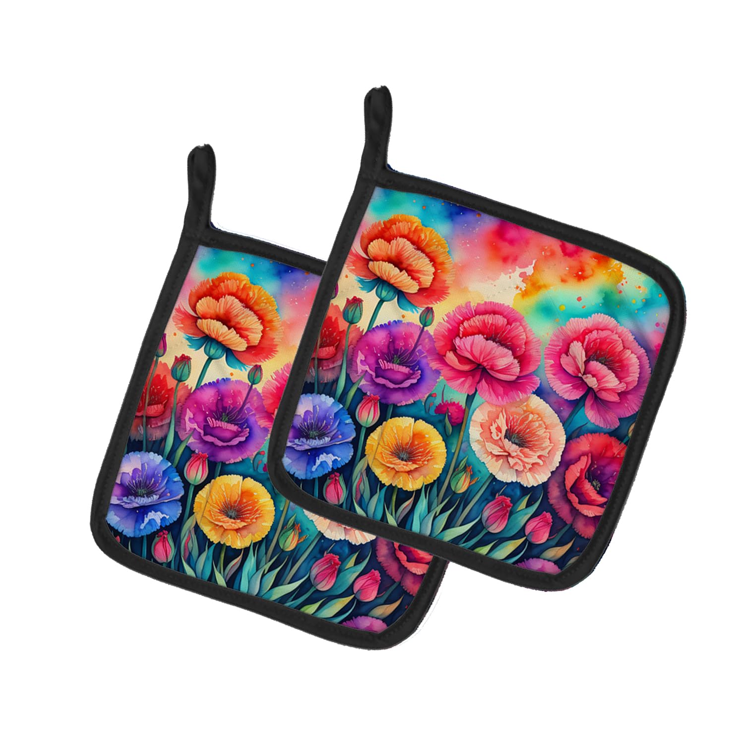 Colorful Carnations Pair of Pot Holders