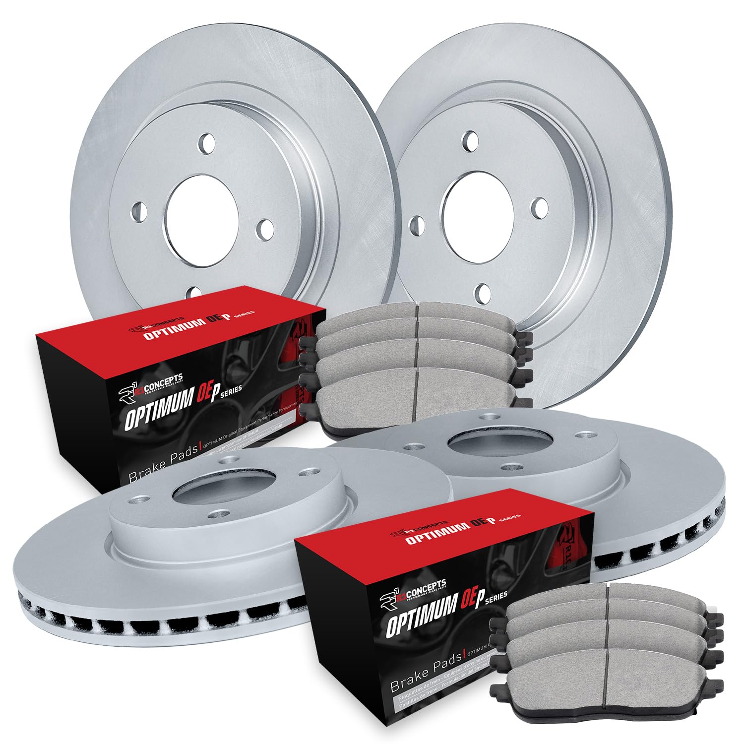 R1 Concepts Carbon Coated Disc Brake Rotor Set with Optimum Oe Pads WDUN2-07002